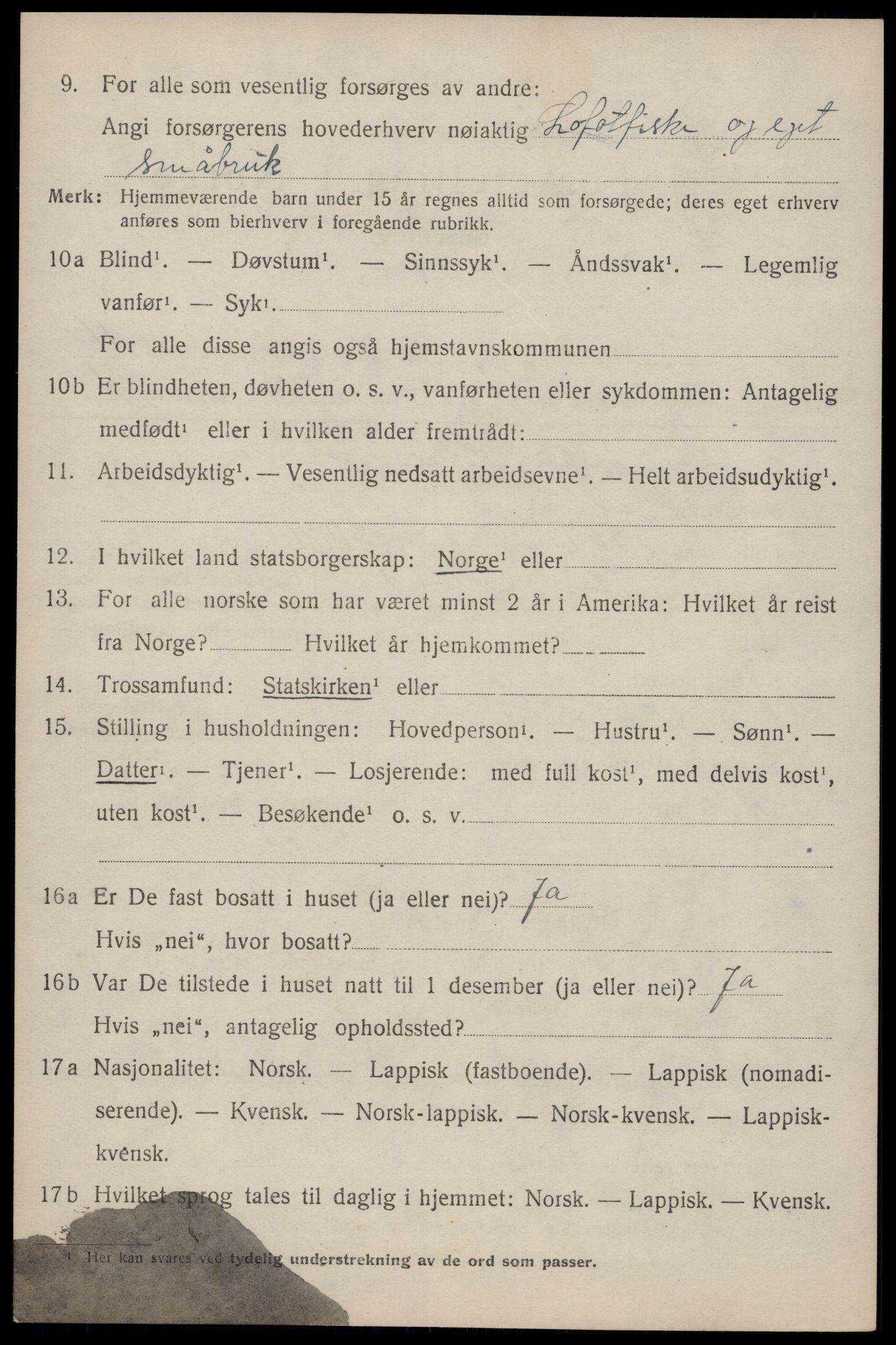 SAT, 1920 census for Flakstad, 1920, p. 2832