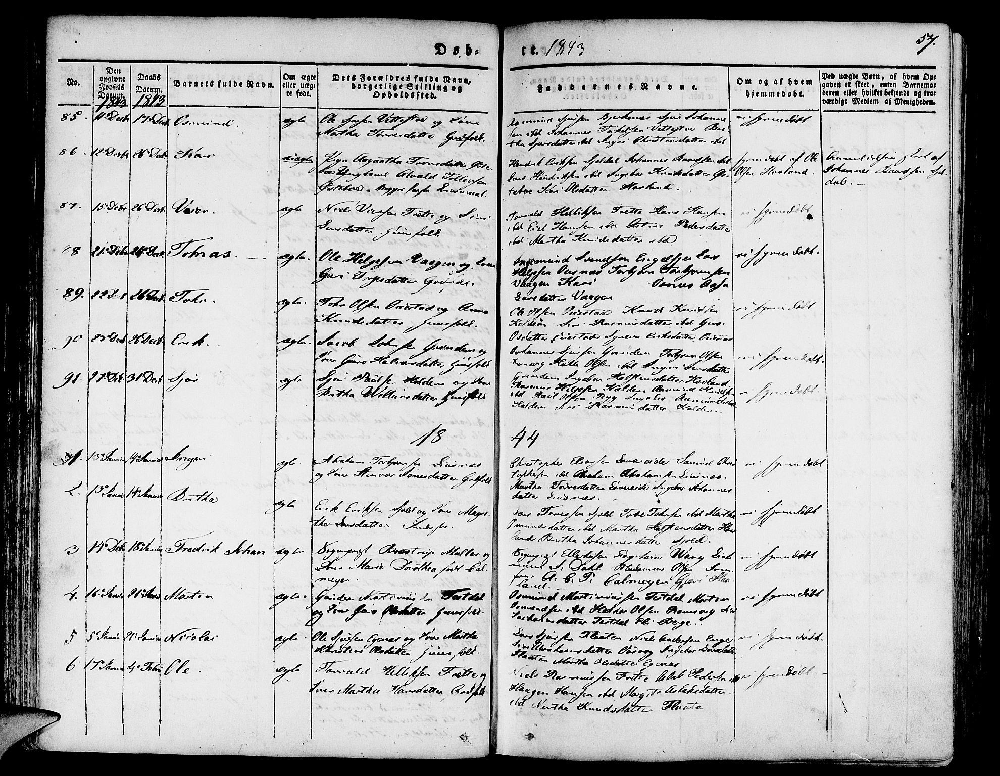 Etne sokneprestembete, SAB/A-75001/H/Haa: Parish register (official) no. A 7, 1831-1847, p. 57