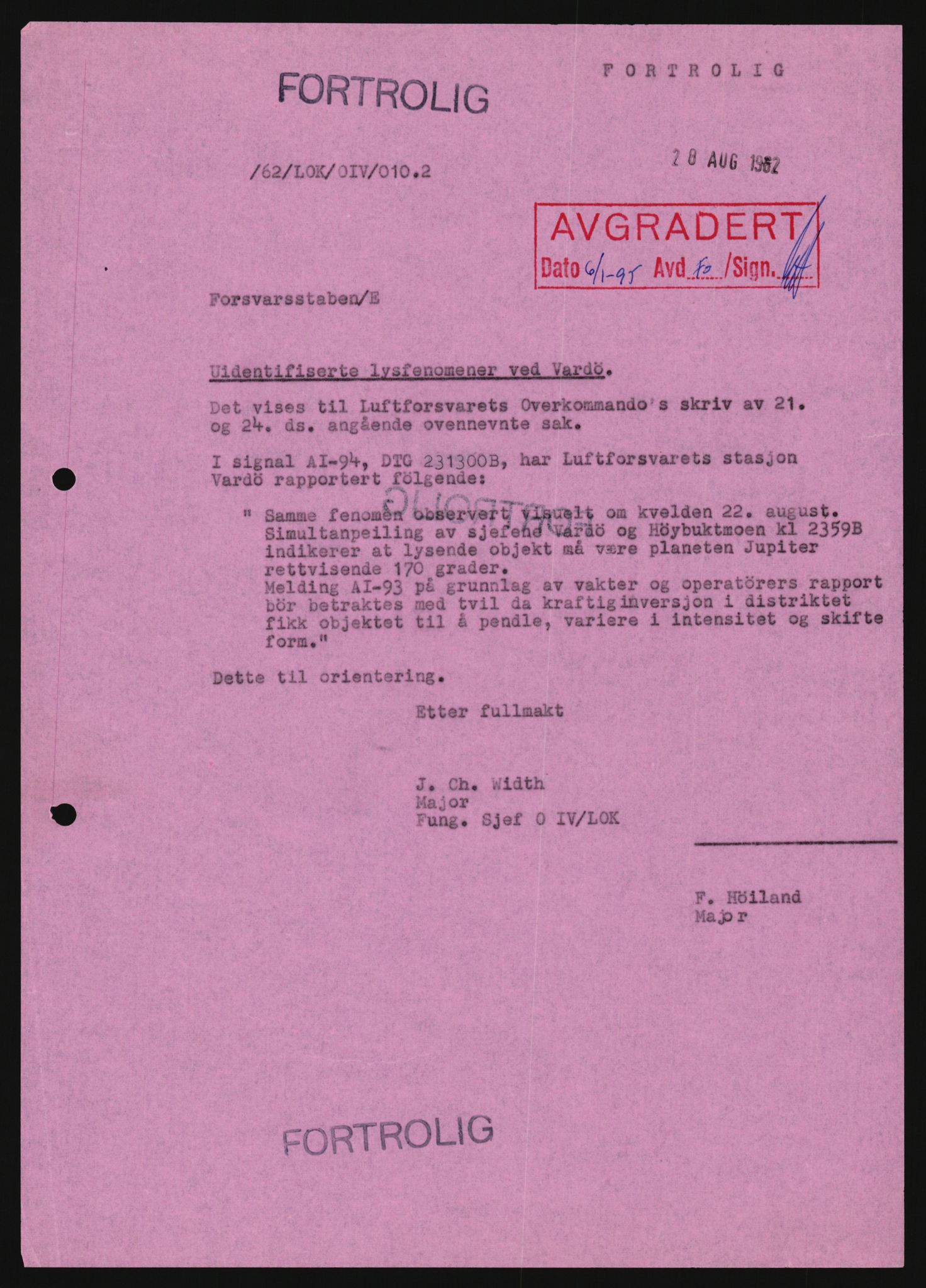 Forsvaret, Luftforsvarets overkommando/Luftforsvarsstaben, AV/RA-RAFA-2246/1/D/Da/L0124/0001: -- / UFO OVER NORSK TERRITORIUM, 1954-1970, p. 257