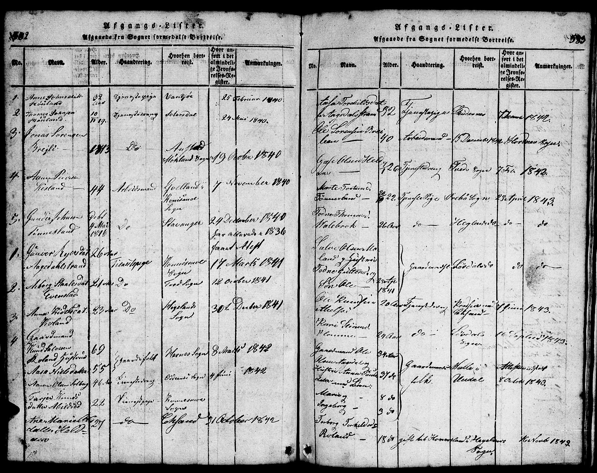 Bjelland sokneprestkontor, AV/SAK-1111-0005/F/Fb/Fba/L0003: Parish register (copy) no. B 3, 1816-1870, p. 582-583