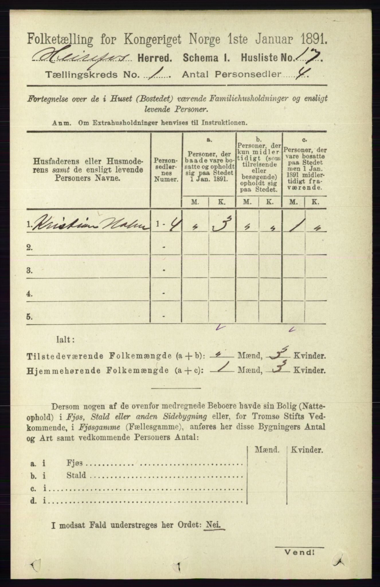 RA, 1891 census for 0933 Herefoss, 1891, p. 29