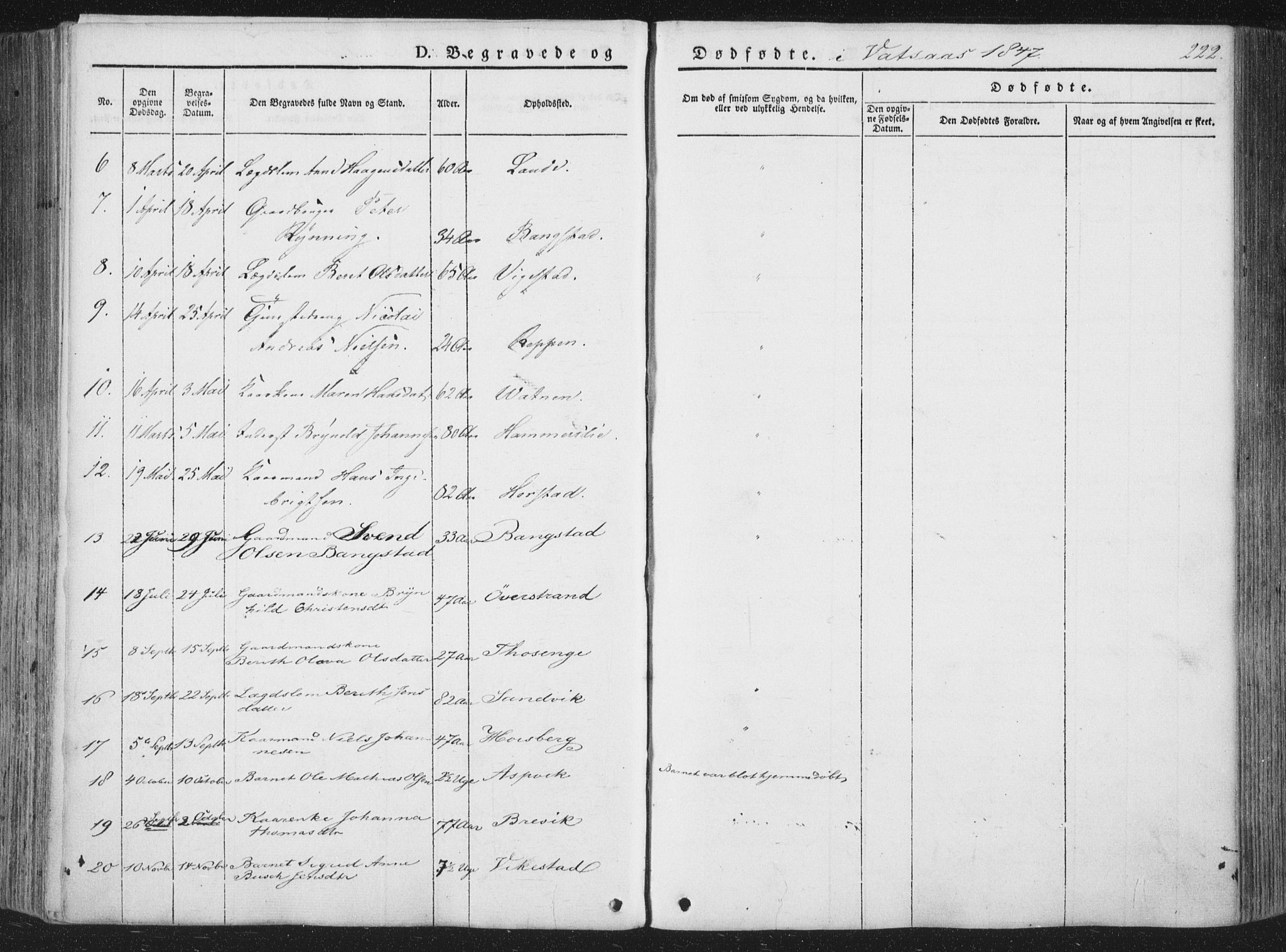 Ministerialprotokoller, klokkerbøker og fødselsregistre - Nordland, AV/SAT-A-1459/810/L0144: Parish register (official) no. 810A07 /1, 1841-1862, p. 222