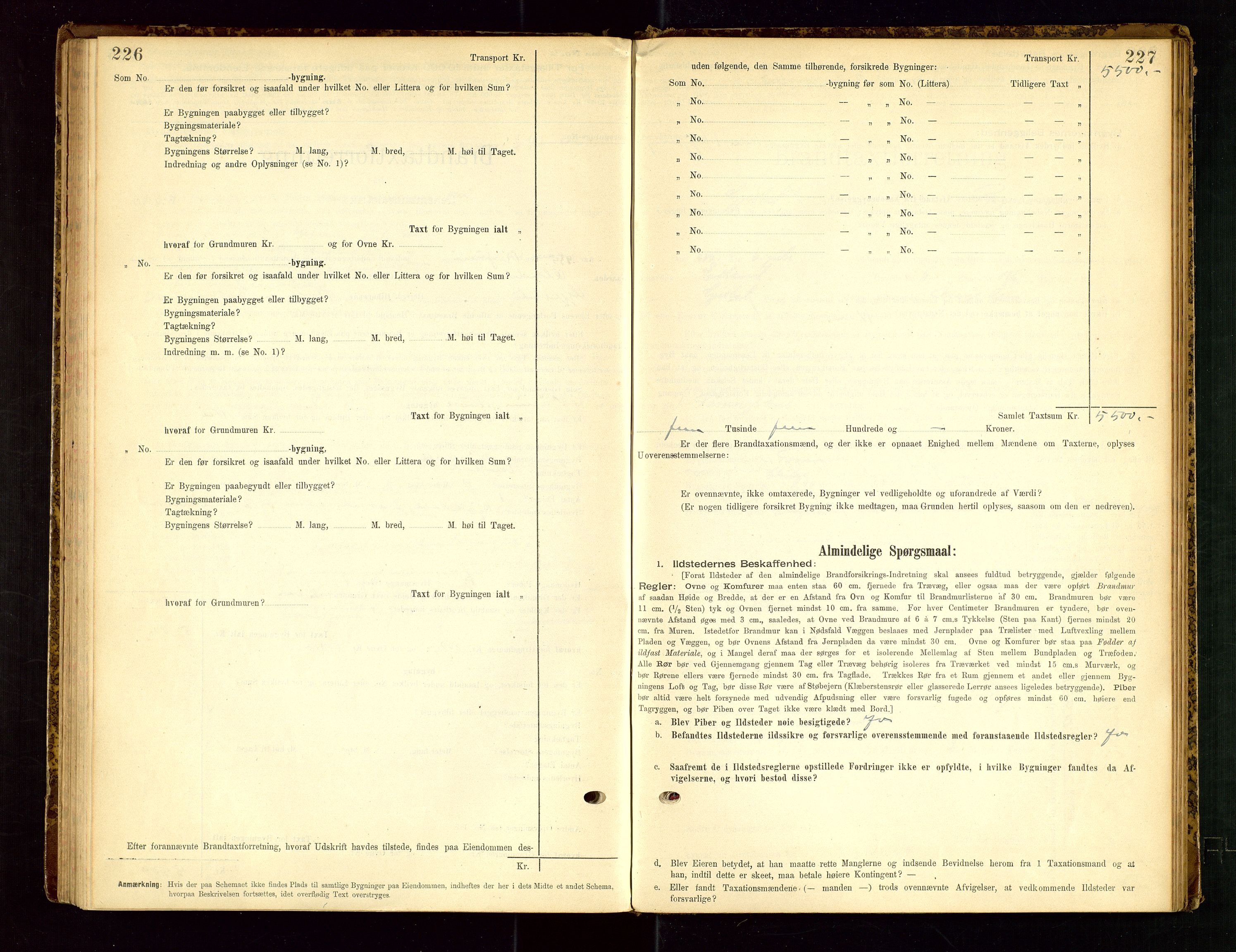 Gjesdal lensmannskontor, SAST/A-100441/Go/L0007: Branntakstskjemaprotokoll, 1894-1937, p. 226-227