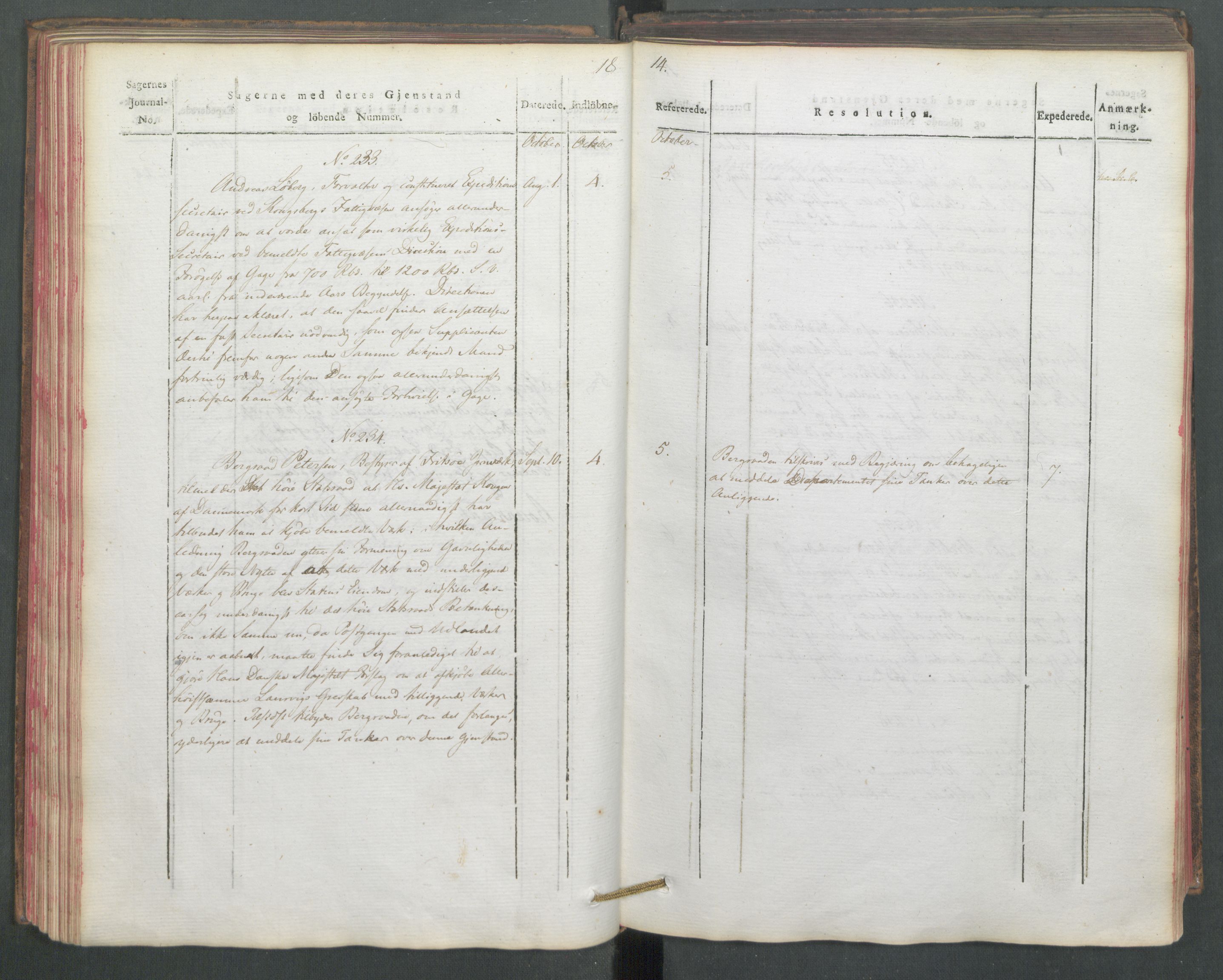 Departementene i 1814, AV/RA-S-3899/Fe/L0054: Journal, 1814