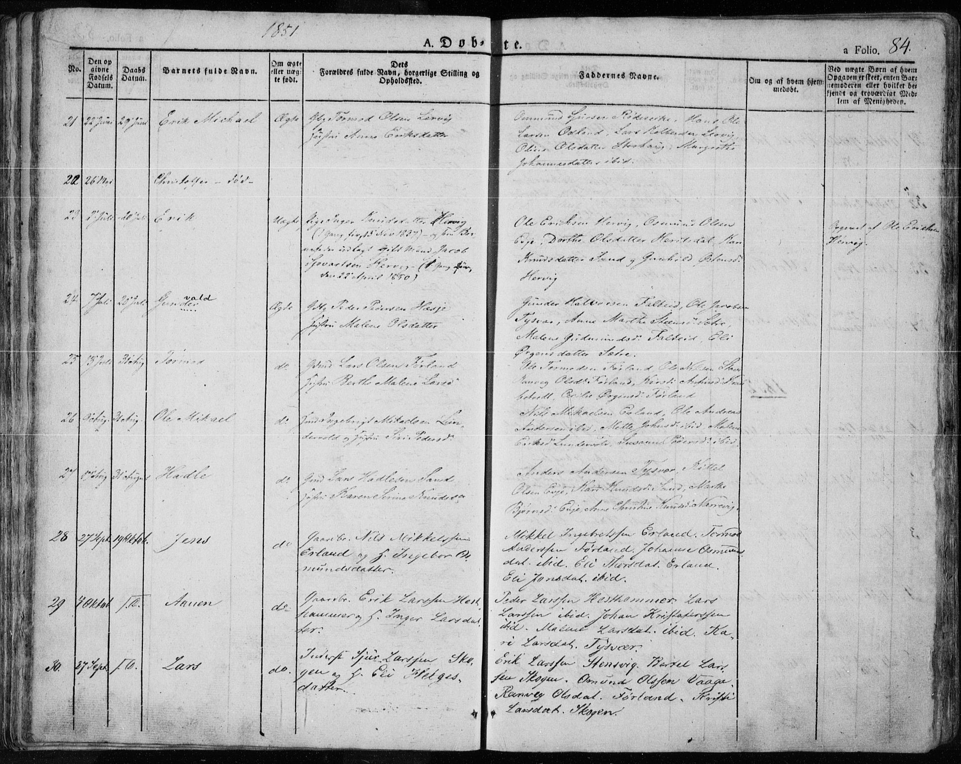 Tysvær sokneprestkontor, SAST/A -101864/H/Ha/Haa/L0001: Parish register (official) no. A 1.1, 1831-1856, p. 84