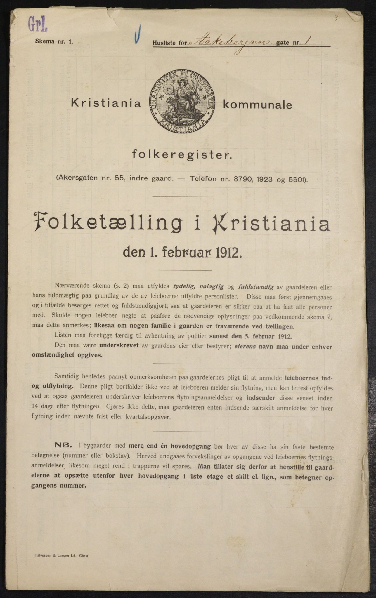 OBA, Municipal Census 1912 for Kristiania, 1912, p. 130313