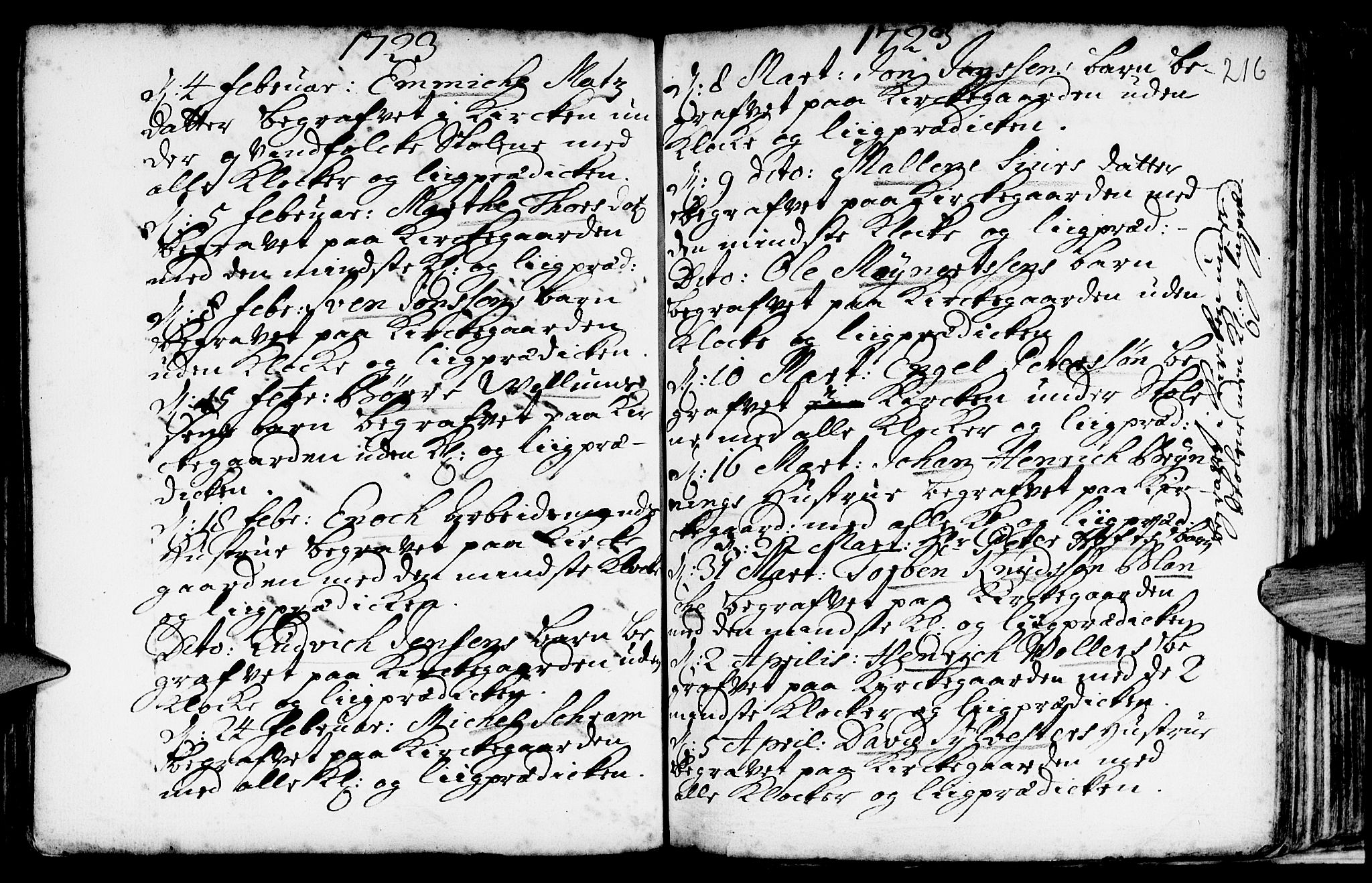 Nykirken Sokneprestembete, AV/SAB-A-77101/H/Haa/L0009: Parish register (official) no. A 9, 1689-1759, p. 216