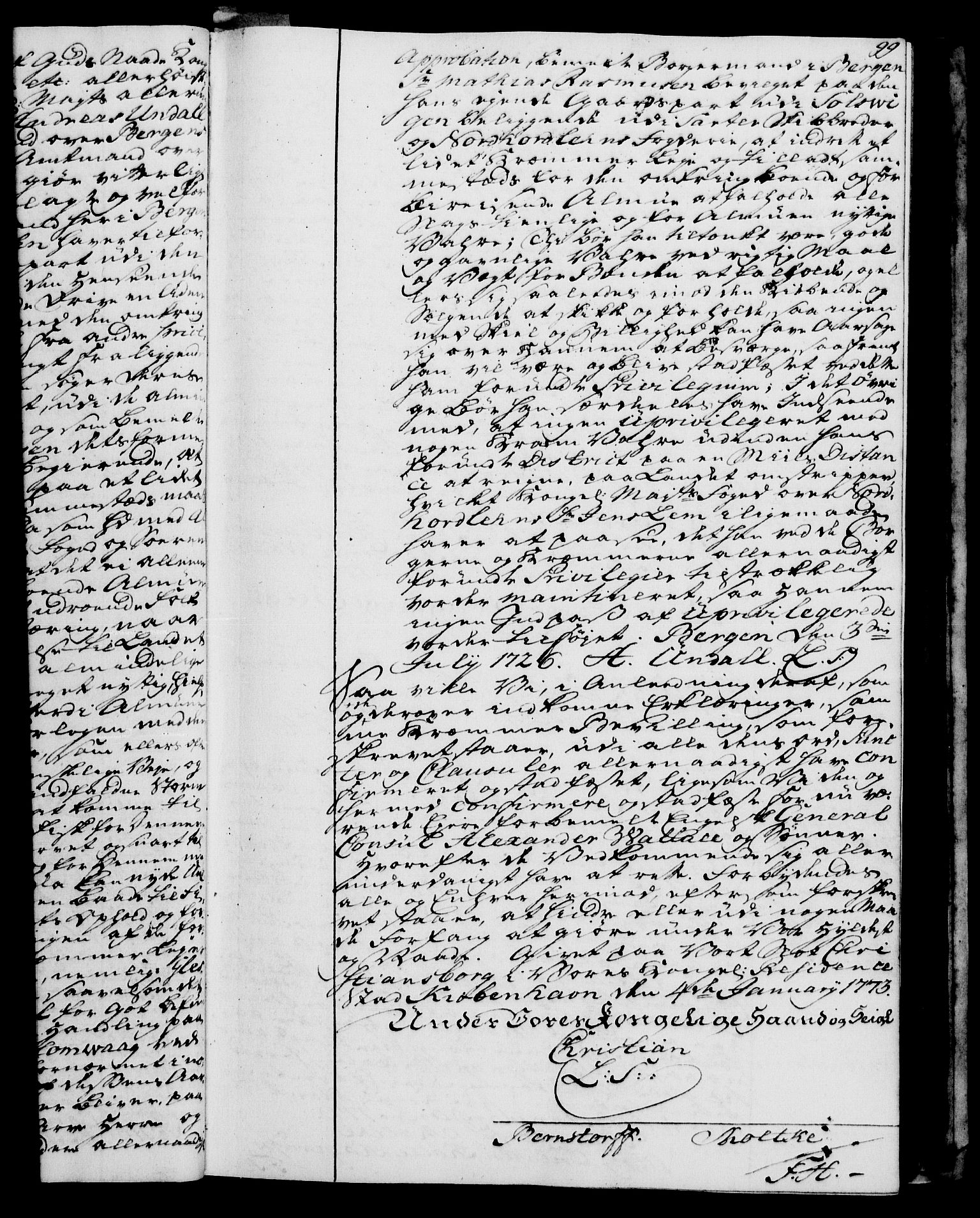 Rentekammeret, Kammerkanselliet, AV/RA-EA-3111/G/Gg/Gga/L0009: Norsk ekspedisjonsprotokoll med register (merket RK 53.9), 1771-1773, p. 99