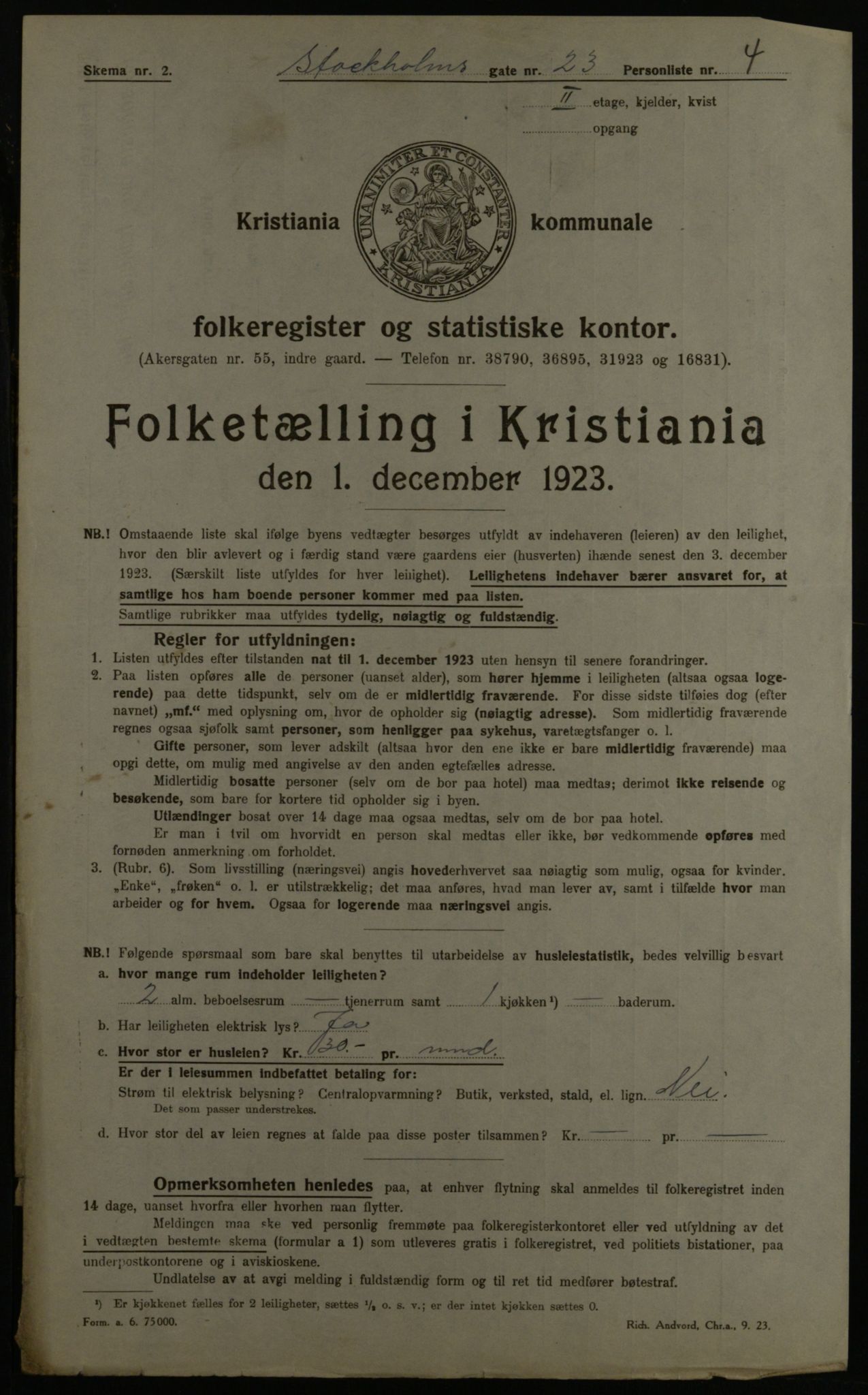 OBA, Municipal Census 1923 for Kristiania, 1923, p. 113811