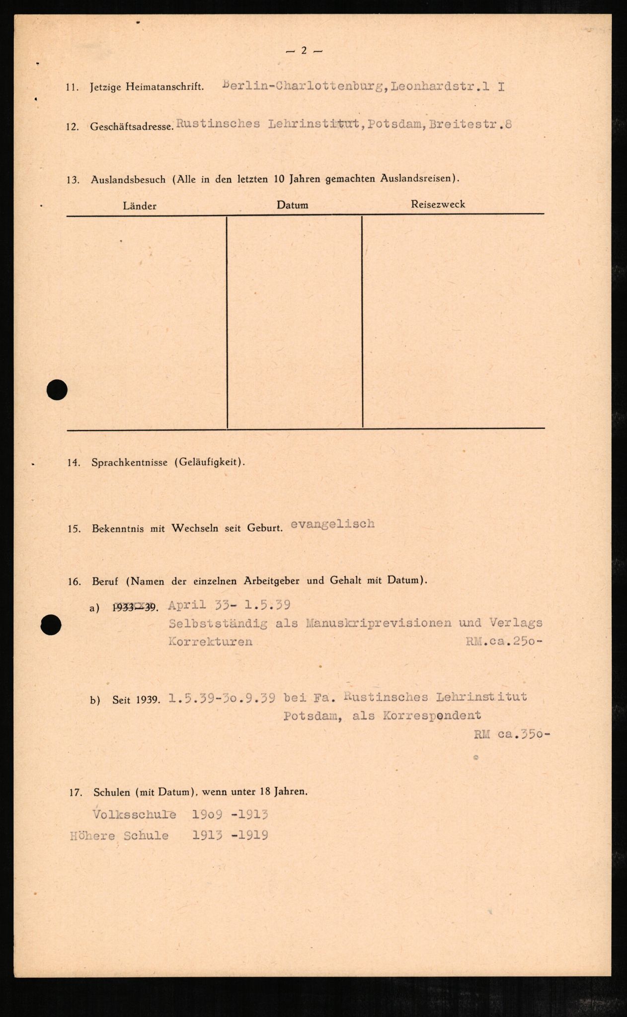 Forsvaret, Forsvarets overkommando II, AV/RA-RAFA-3915/D/Db/L0002: CI Questionaires. Tyske okkupasjonsstyrker i Norge. Tyskere., 1945-1946, p. 300