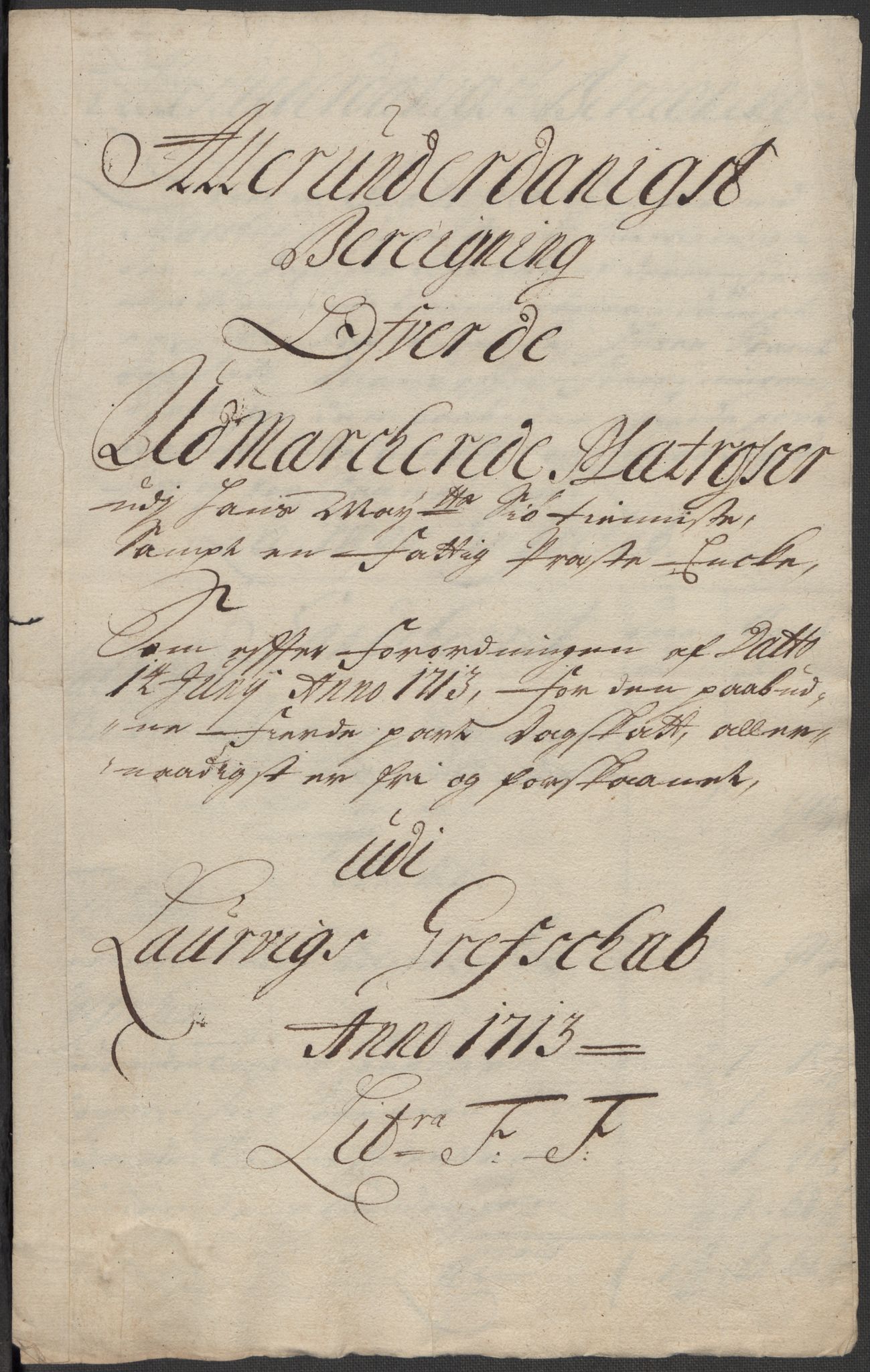 Rentekammeret inntil 1814, Reviderte regnskaper, Fogderegnskap, RA/EA-4092/R33/L1985: Fogderegnskap Larvik grevskap, 1713, p. 338