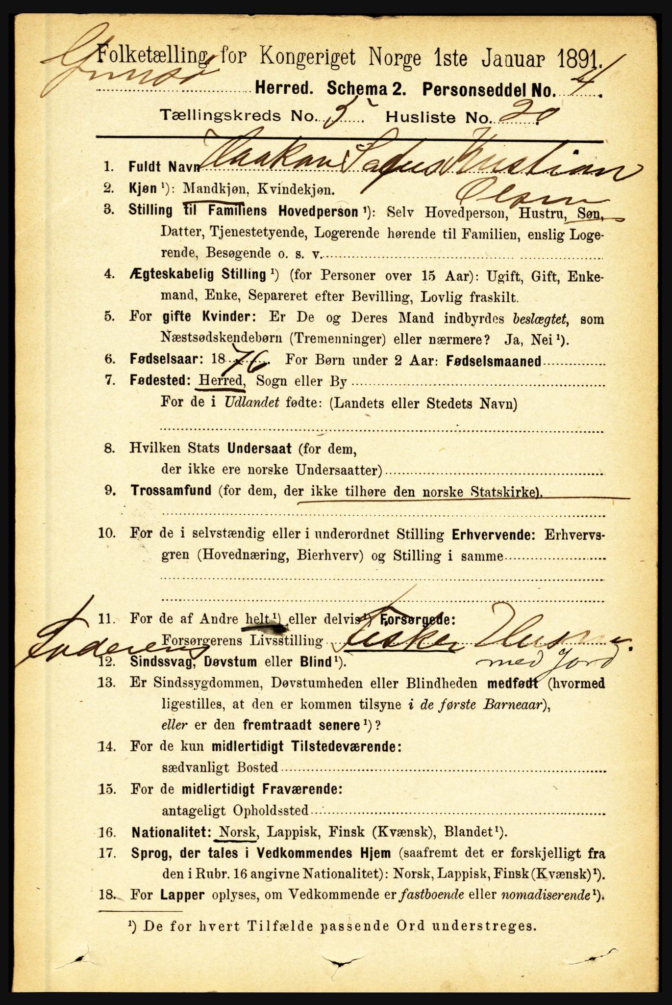 RA, 1891 census for 1864 Gimsøy, 1891, p. 963