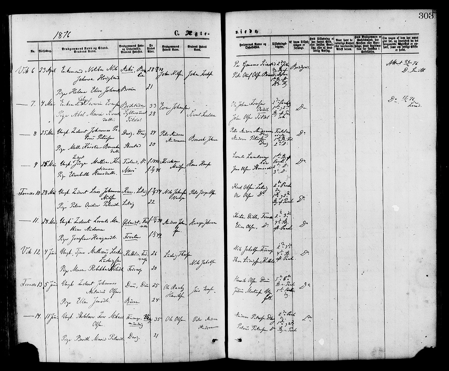 Ministerialprotokoller, klokkerbøker og fødselsregistre - Nord-Trøndelag, SAT/A-1458/773/L0616: Parish register (official) no. 773A07, 1870-1887, p. 303