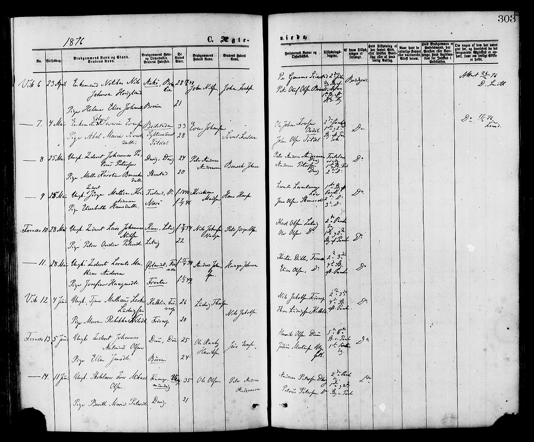 Ministerialprotokoller, klokkerbøker og fødselsregistre - Nord-Trøndelag, AV/SAT-A-1458/773/L0616: Parish register (official) no. 773A07, 1870-1887, p. 303