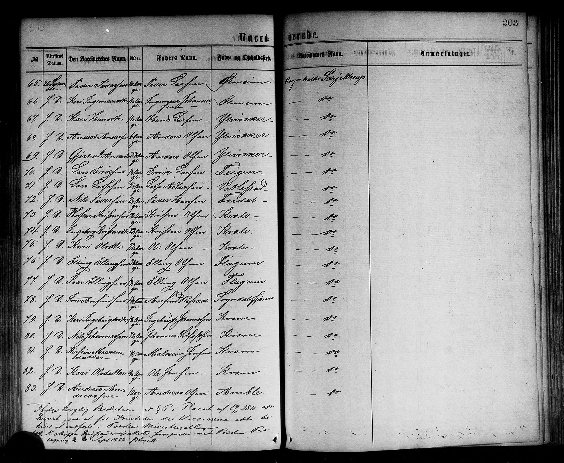 Sogndal sokneprestembete, AV/SAB-A-81301/H/Haa/Haaa/L0014: Parish register (official) no. A 14, 1864-1877, p. 203