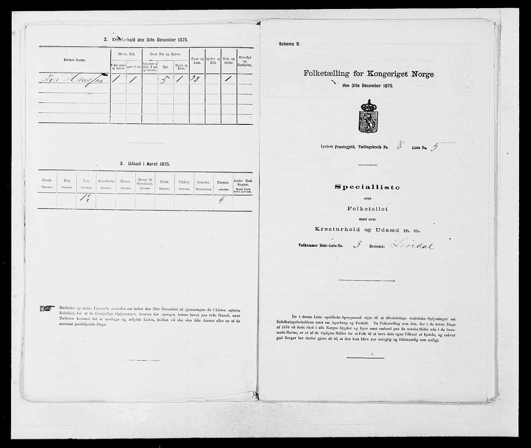 SAB, 1875 census for 1426P Luster, 1875, p. 1293