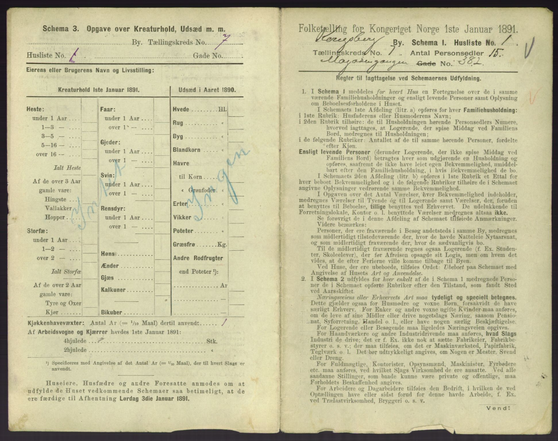 RA, 1891 census for 0604 Kongsberg, 1891, p. 989