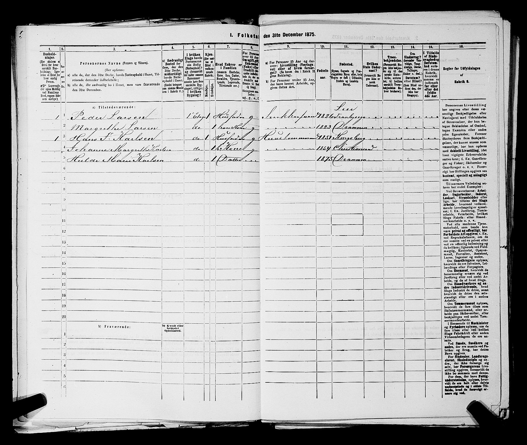 SAKO, 1875 census for 0602 Drammen, 1875, p. 1936