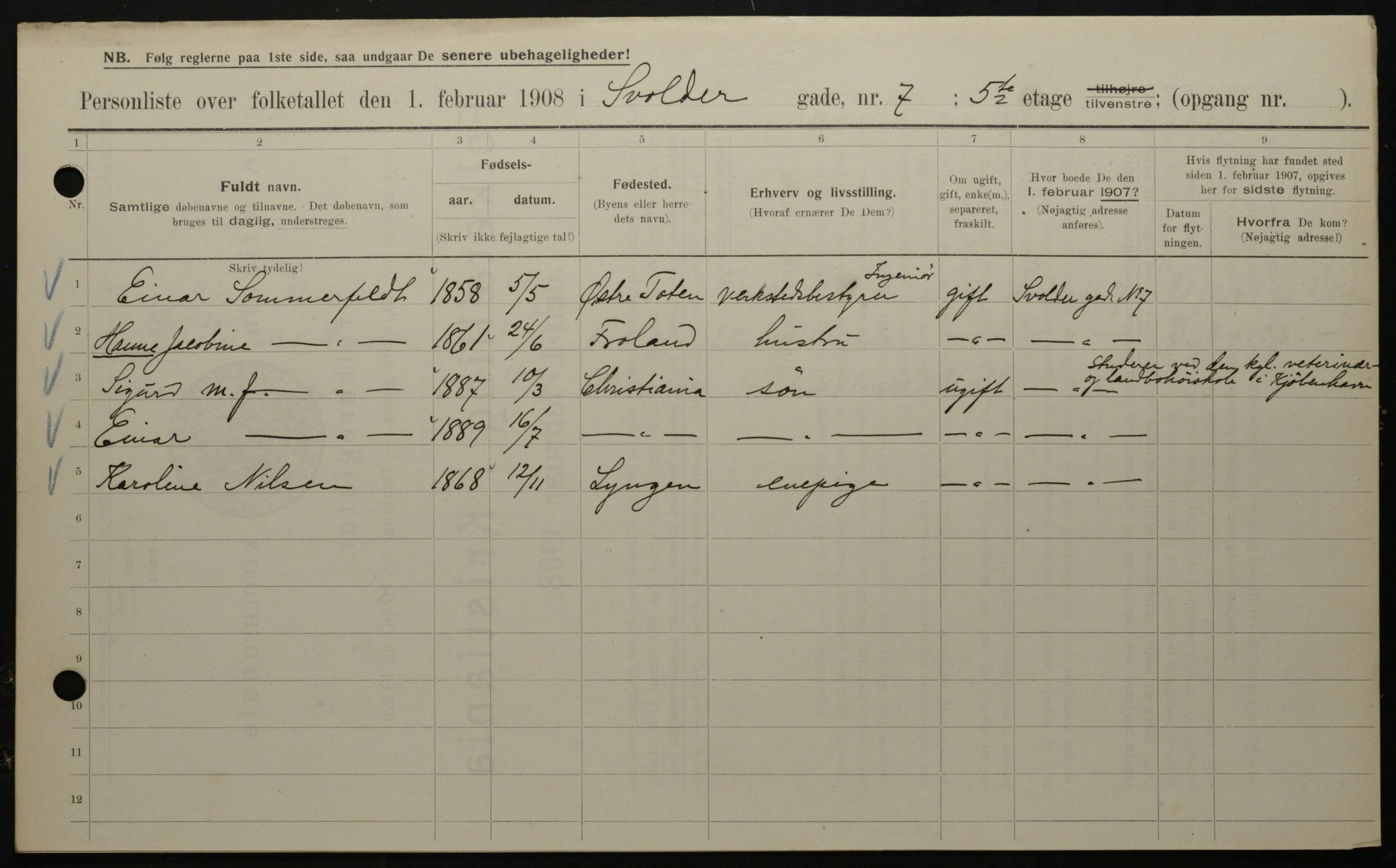 OBA, Municipal Census 1908 for Kristiania, 1908, p. 95504