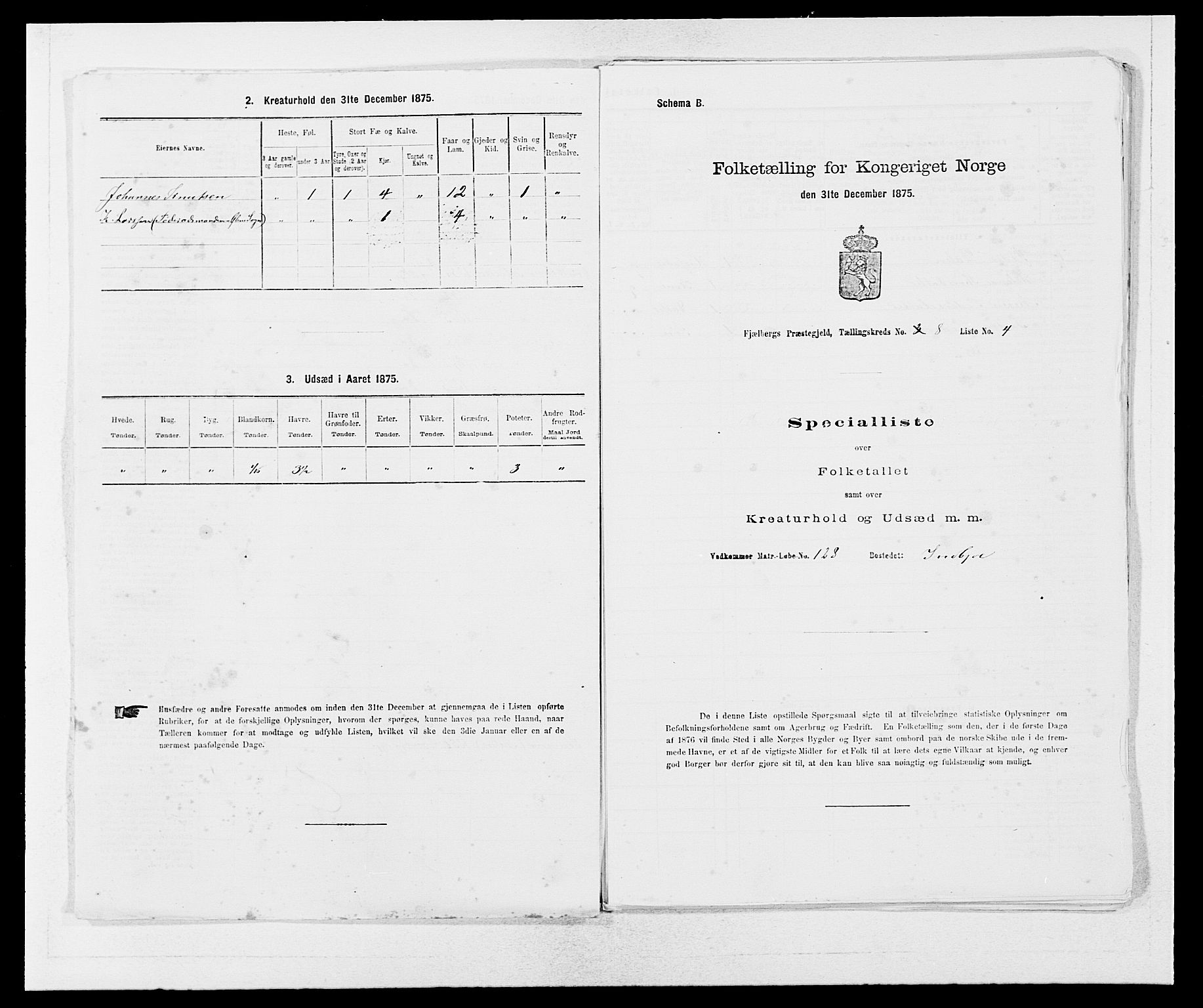 SAB, 1875 census for 1213P Fjelberg, 1875, p. 818