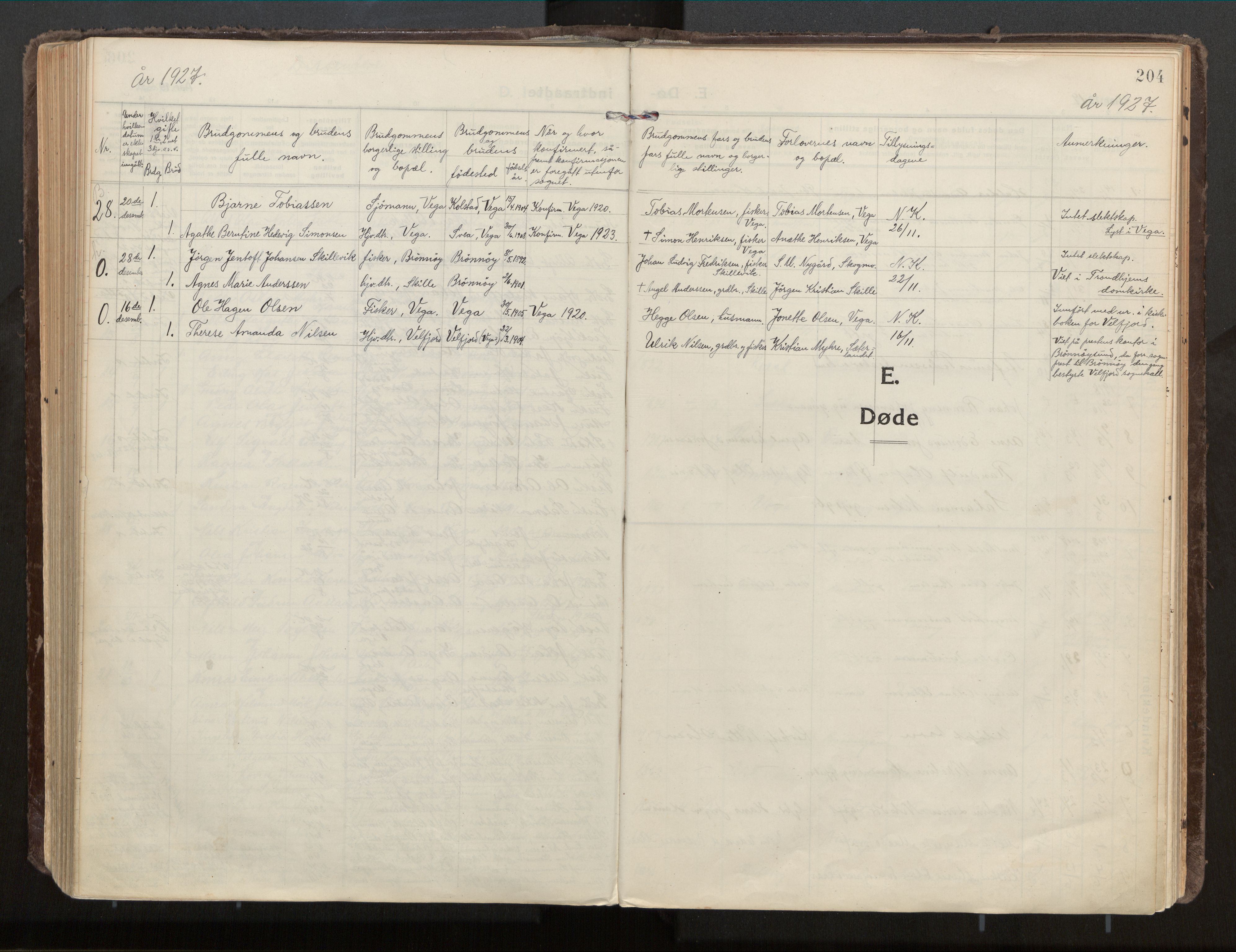 Ministerialprotokoller, klokkerbøker og fødselsregistre - Nordland, SAT/A-1459/813/L0207a: Parish register (official) no. 813A18, 1919-1927, p. 204