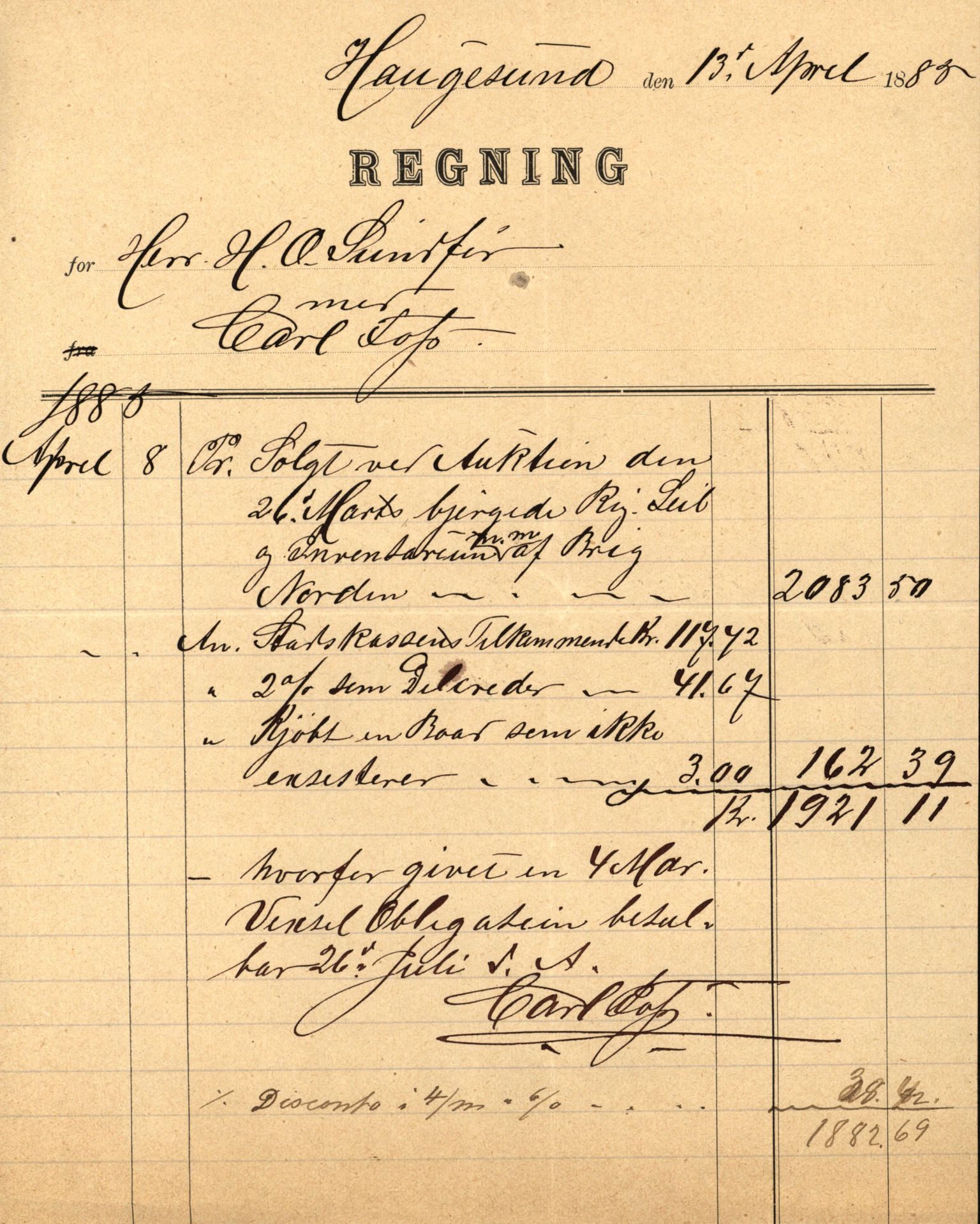 Pa 63 - Østlandske skibsassuranceforening, VEMU/A-1079/G/Ga/L0017/0004: Havaridokumenter / Norden, Alf, Alert, Alpha, Alf av Tønsberg, 1884, p. 30