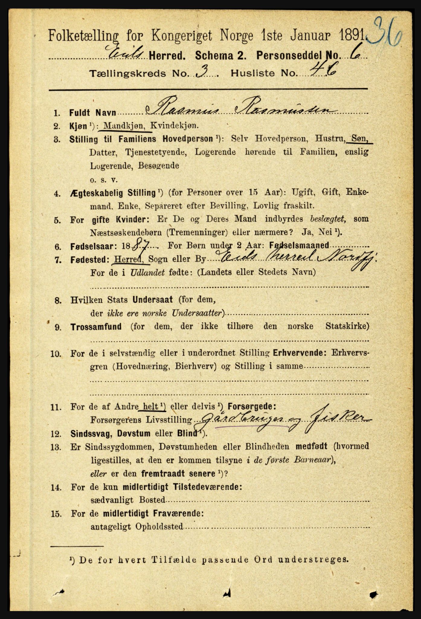 RA, 1891 census for 1443 Eid, 1891, p. 831