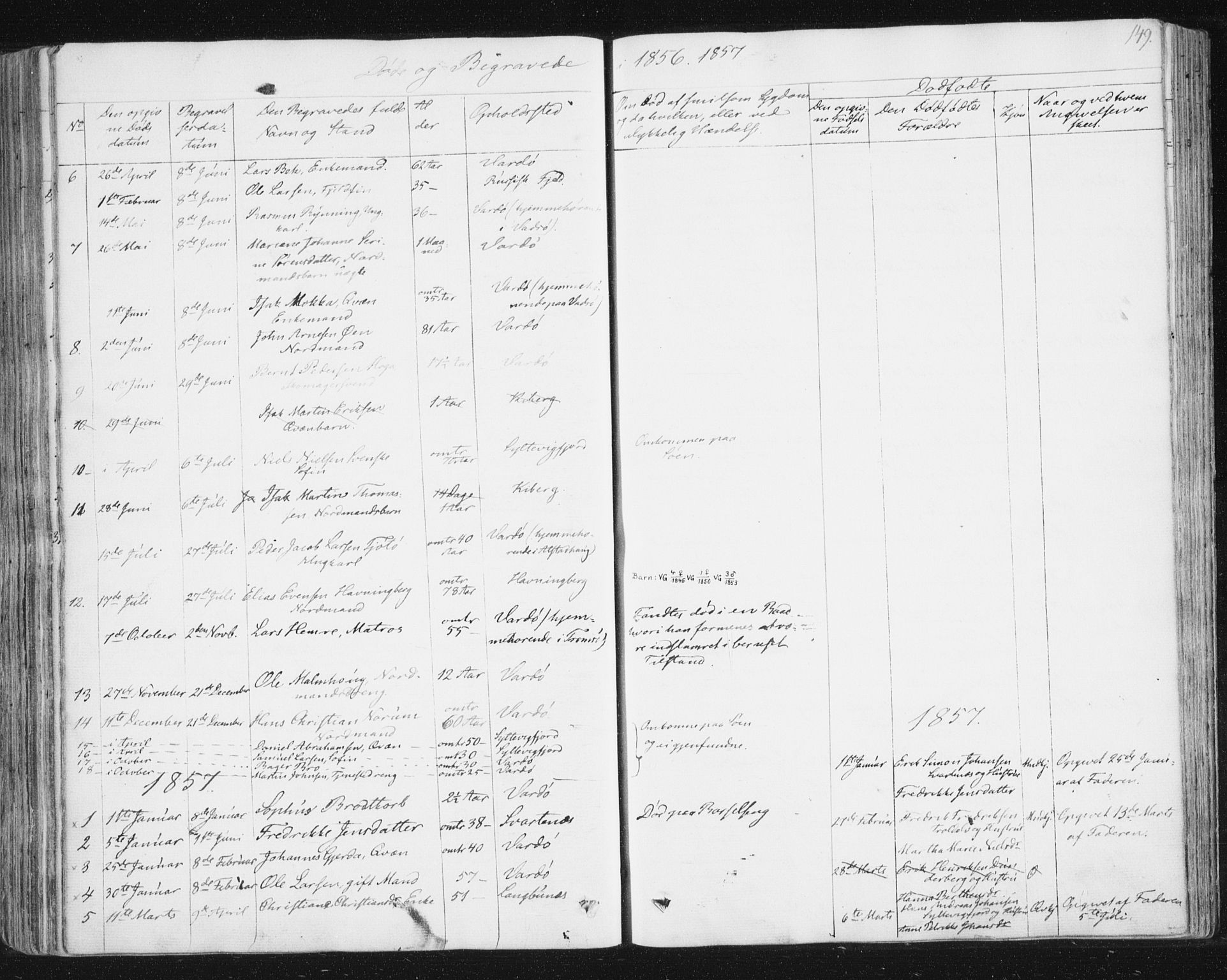Vardø sokneprestkontor, SATØ/S-1332/H/Ha/L0003kirke: Parish register (official) no. 3, 1843-1861, p. 149
