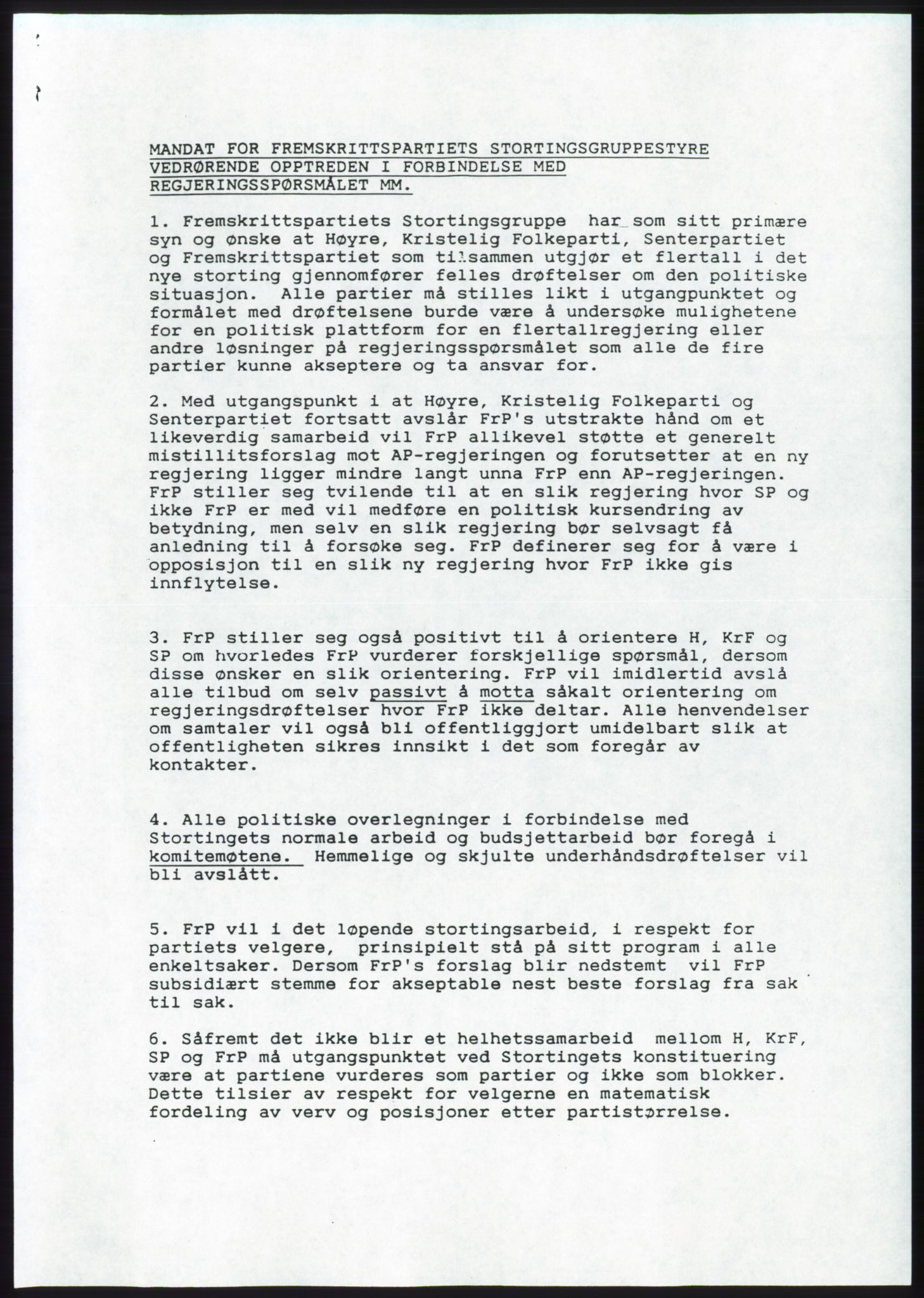 Forhandlingsmøtene 1989 mellom Høyre, KrF og Senterpartiet om dannelse av regjering, RA/PA-0697/A/L0001: Forhandlingsprotokoll med vedlegg, 1989, p. 19