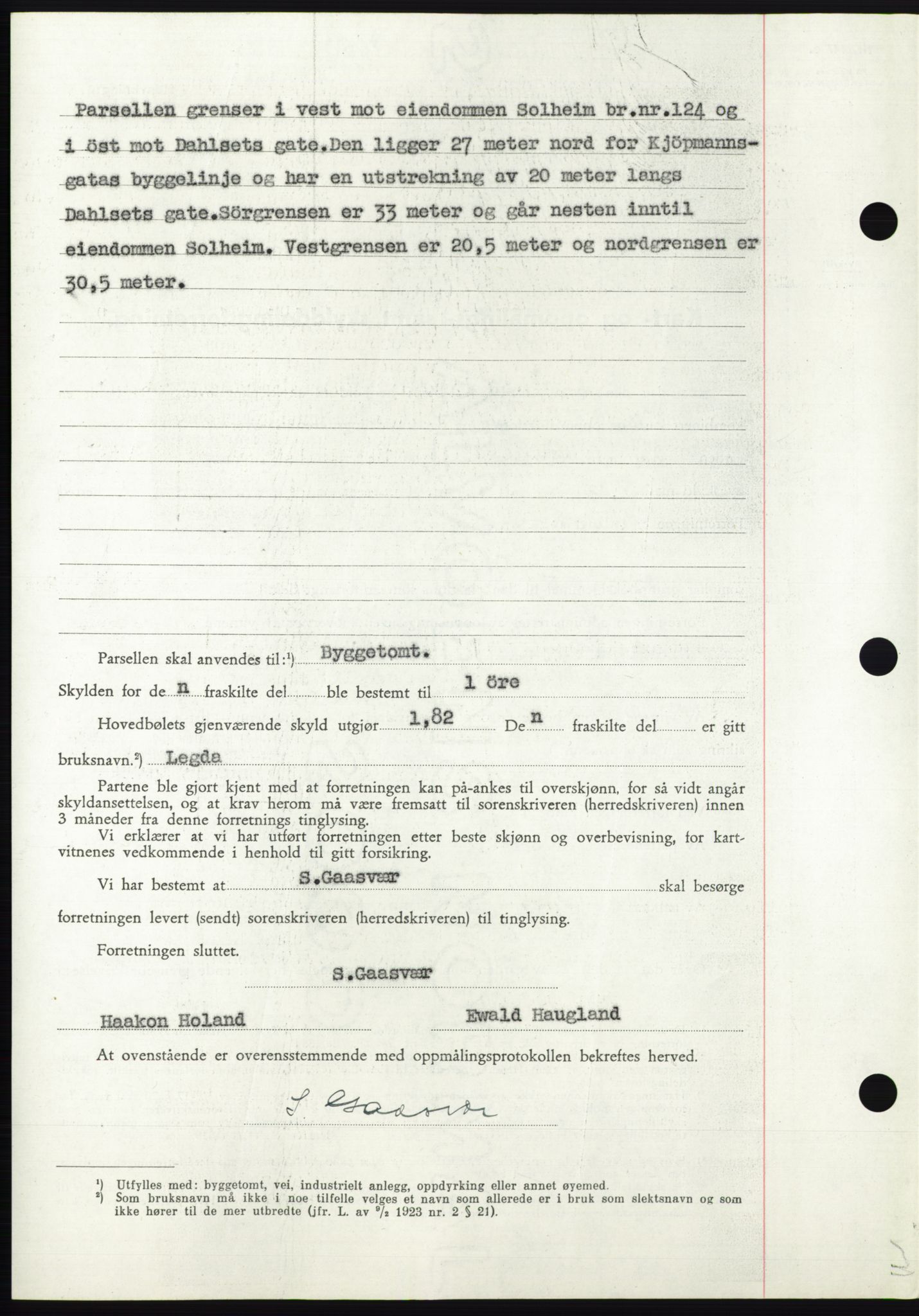 Namdal sorenskriveri, AV/SAT-A-4133/1/2/2C: Mortgage book no. -, 1949-1949, Diary no: : 1690/1949