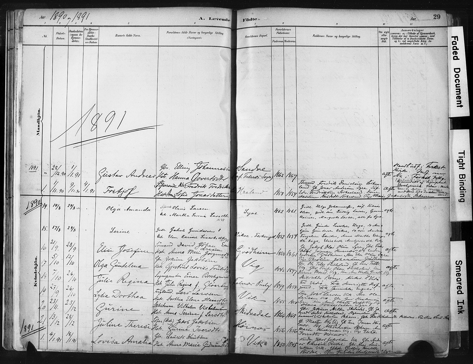 Skudenes sokneprestkontor, AV/SAST-A -101849/H/Ha/Haa/L0009: Parish register (official) no. A 6, 1882-1912, p. 29