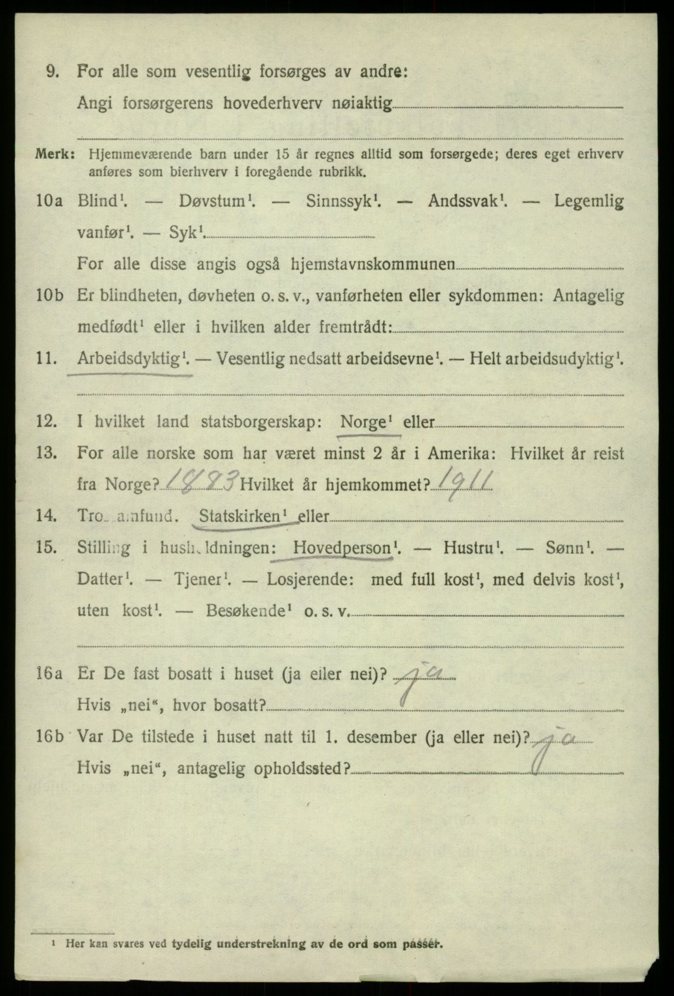 SAB, 1920 census for Odda, 1920, p. 3992