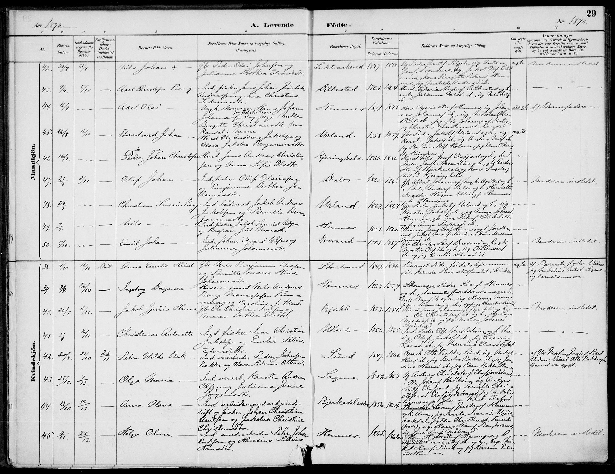 Ministerialprotokoller, klokkerbøker og fødselsregistre - Nordland, SAT/A-1459/825/L0362: Parish register (official) no. 825A16, 1886-1908, p. 29