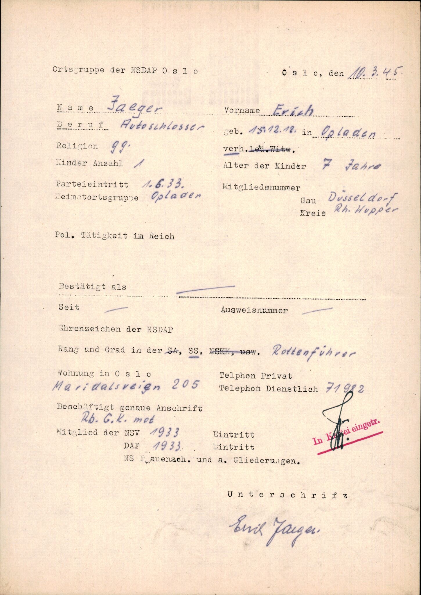 Forsvarets Overkommando. 2 kontor. Arkiv 11.4. Spredte tyske arkivsaker, AV/RA-RAFA-7031/D/Dar/Darb/L0015: Reichskommissariat - NSDAP in Norwegen, 1938-1945, p. 367