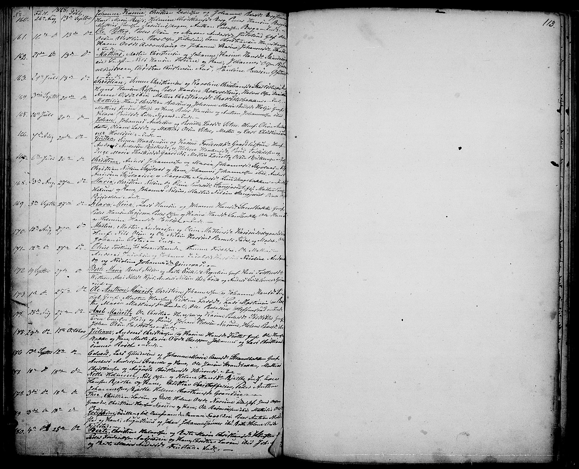 Vestre Toten prestekontor, AV/SAH-PREST-108/H/Ha/Hab/L0005: Parish register (copy) no. 5, 1854-1870, p. 113