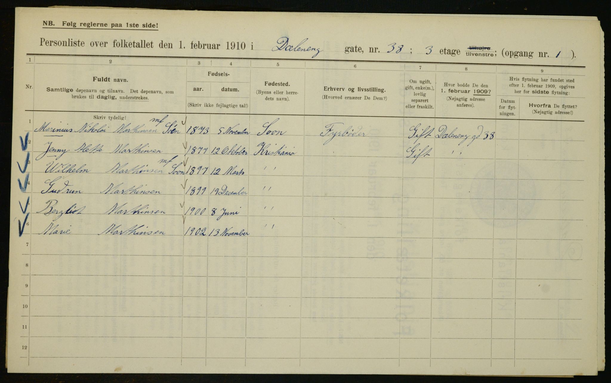 OBA, Municipal Census 1910 for Kristiania, 1910, p. 16933