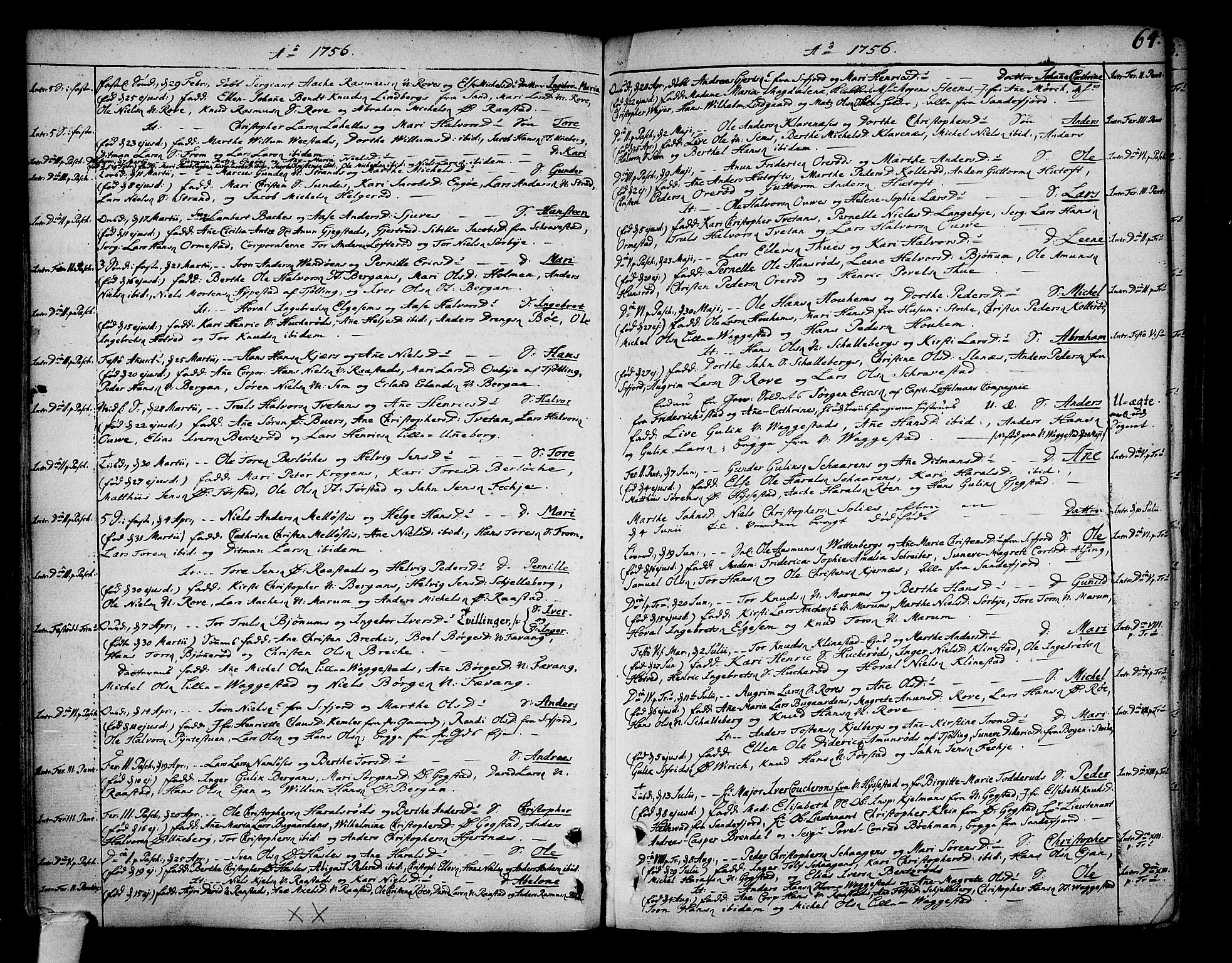 Sandar kirkebøker, SAKO/A-243/F/Fa/L0002: Parish register (official) no. 2, 1733-1788, p. 64