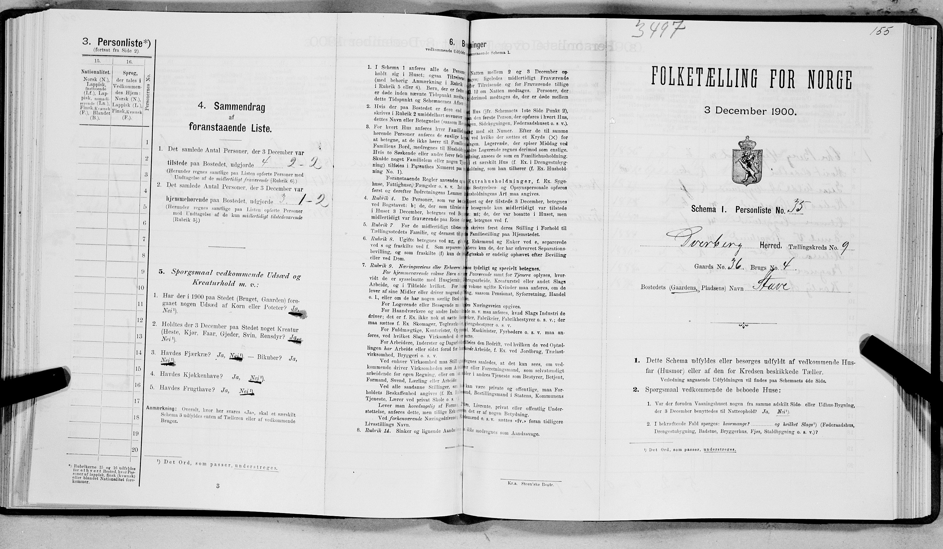 SAT, 1900 census for Dverberg, 1900, p. 829