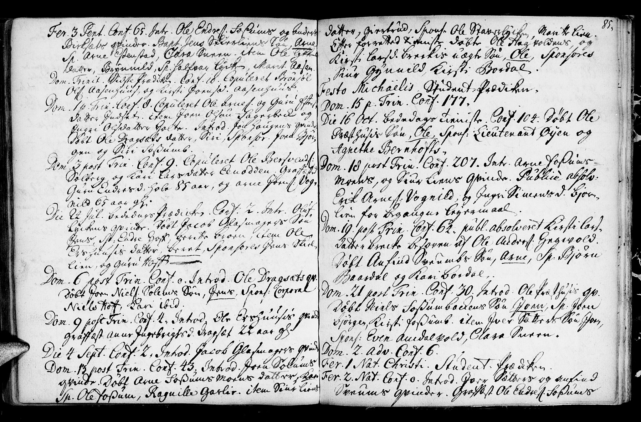 Ministerialprotokoller, klokkerbøker og fødselsregistre - Sør-Trøndelag, SAT/A-1456/689/L1036: Parish register (official) no. 689A01, 1696-1746, p. 85