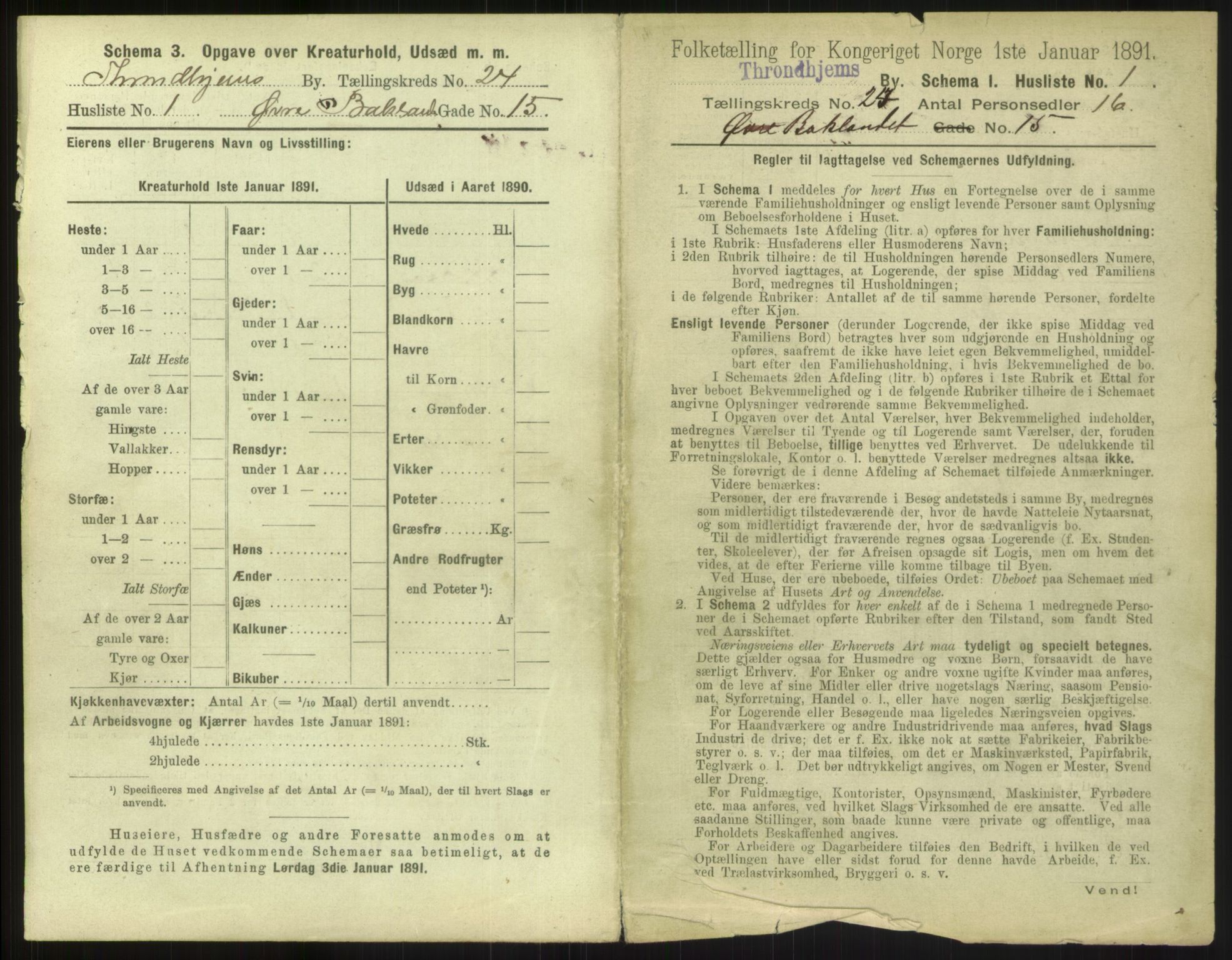 RA, 1891 census for 1601 Trondheim, 1891, p. 1522