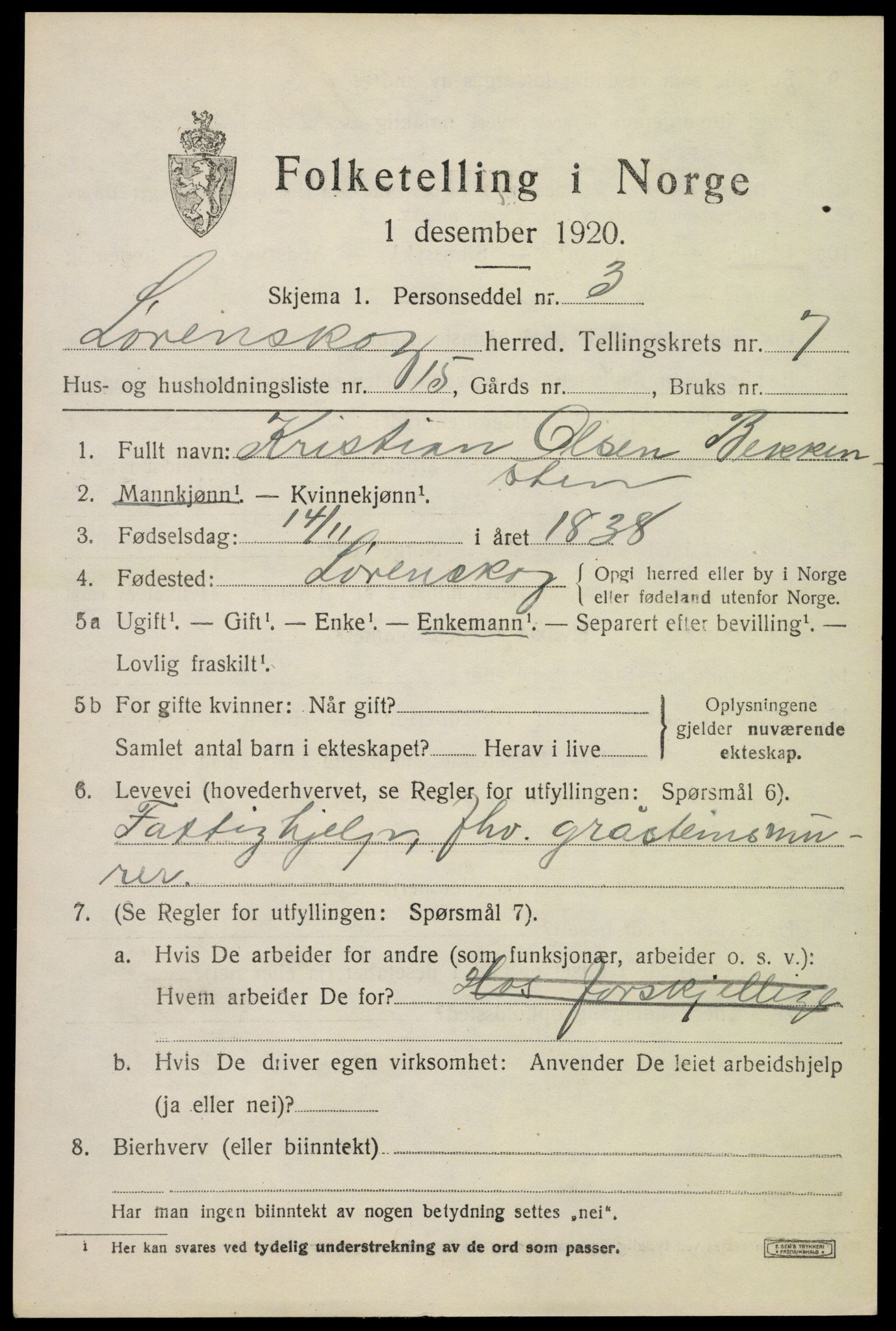 SAO, 1920 census for Lørenskog, 1920, p. 5958