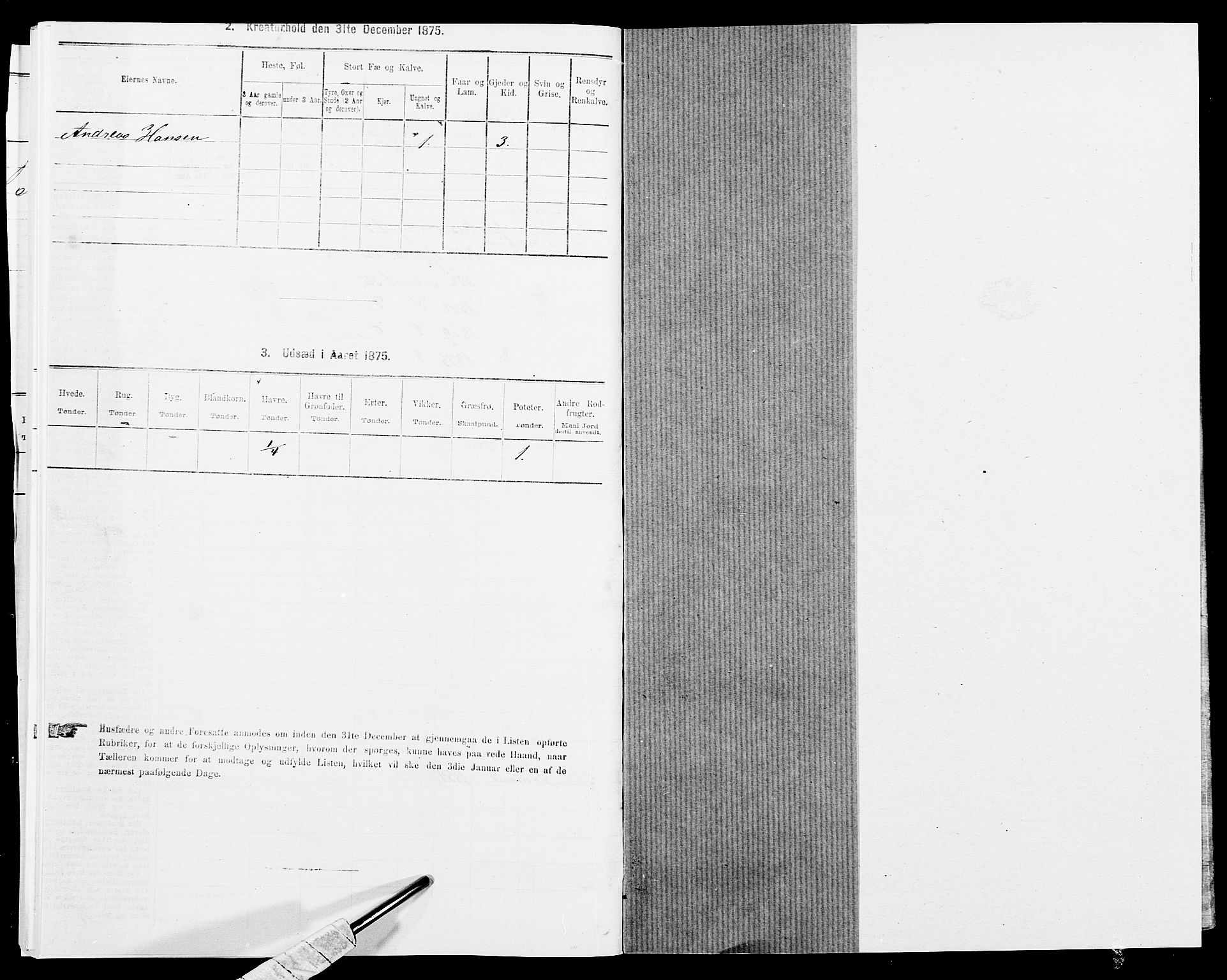 SAK, 1875 census for 1037P Kvinesdal, 1875, p. 910