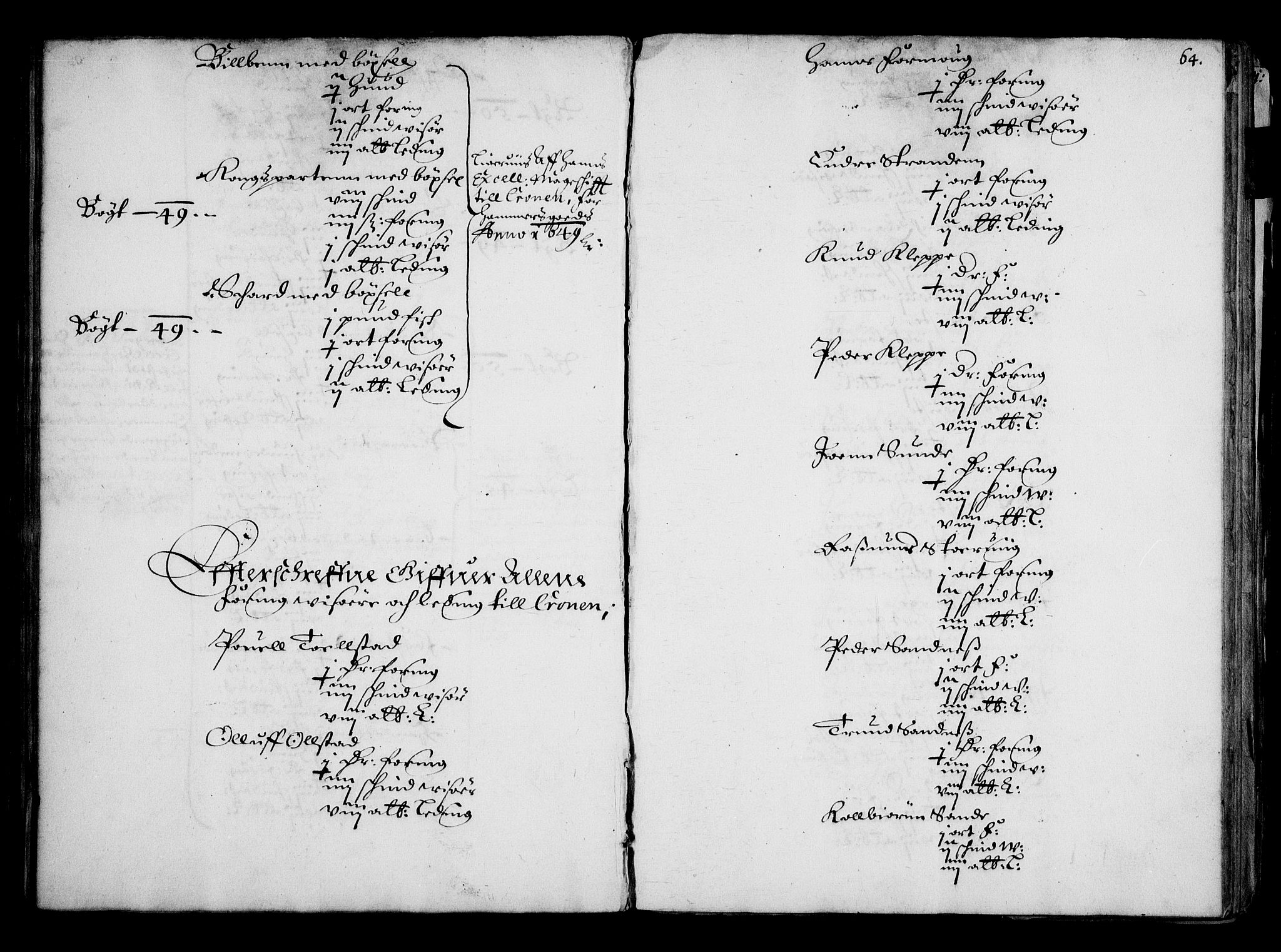 Rentekammeret inntil 1814, Realistisk ordnet avdeling, AV/RA-EA-4070/N/Na/L0001: [XI f]: Akershus stifts jordebok, 1652, p. 63b-64a