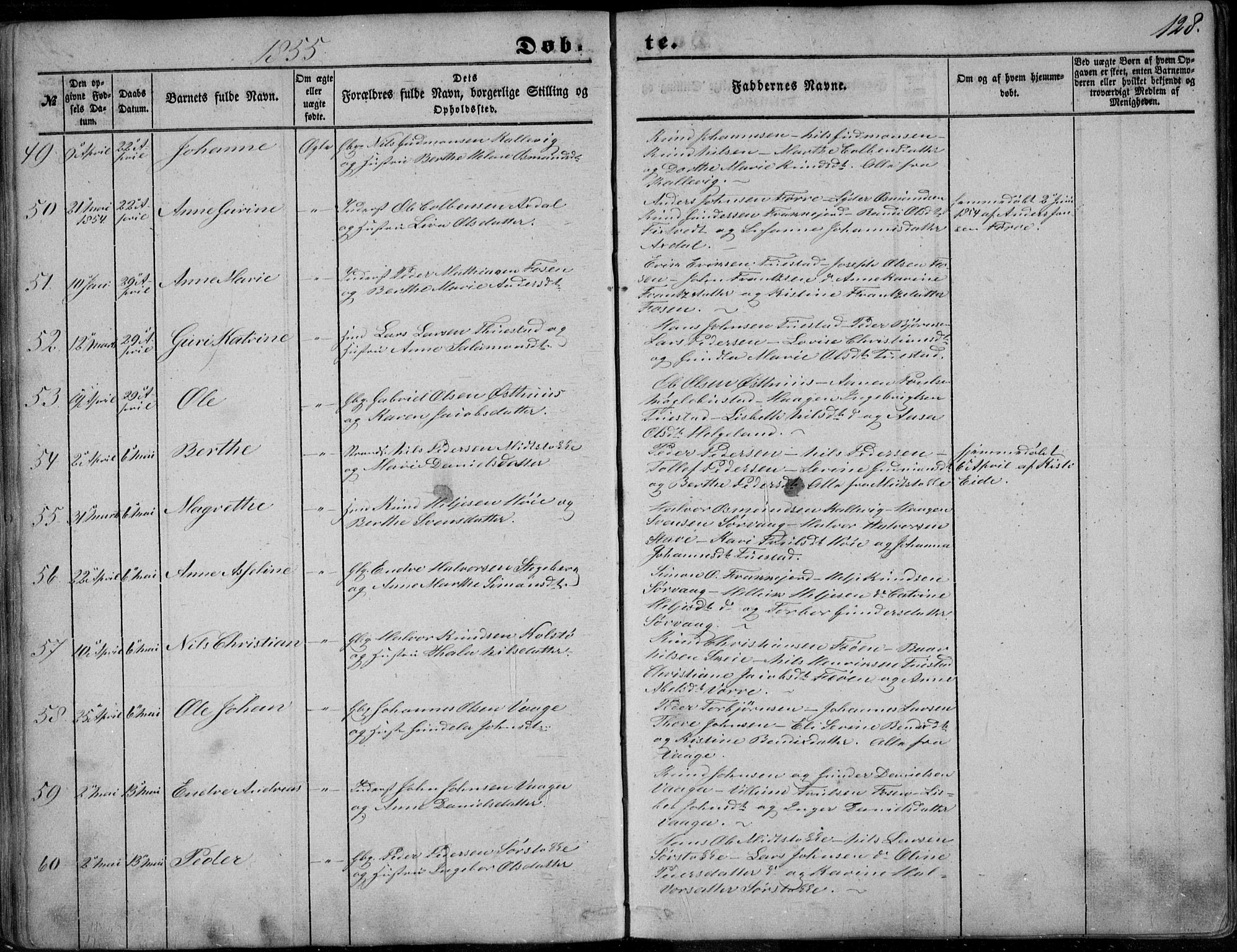 Avaldsnes sokneprestkontor, SAST/A -101851/H/Ha/Haa/L0008: Parish register (official) no. A 8, 1847-1857, p. 128
