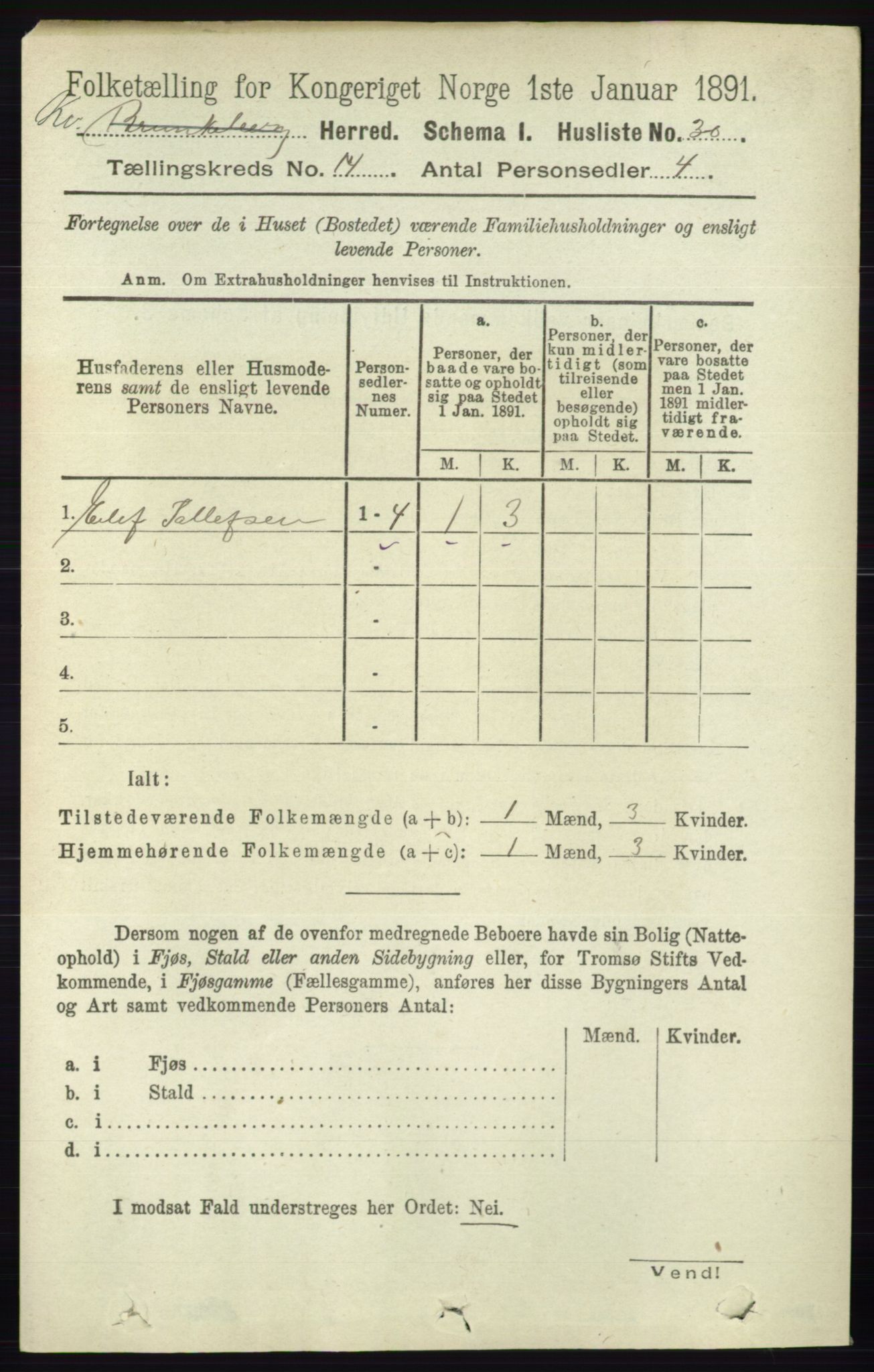RA, 1891 census for 0829 Kviteseid, 1891, p. 3345