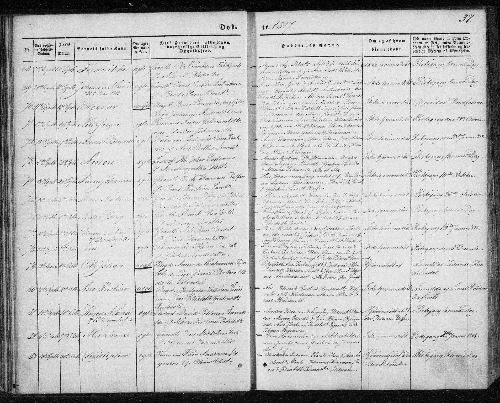 Ministerialprotokoller, klokkerbøker og fødselsregistre - Nordland, AV/SAT-A-1459/827/L0391: Parish register (official) no. 827A03, 1842-1852, p. 37