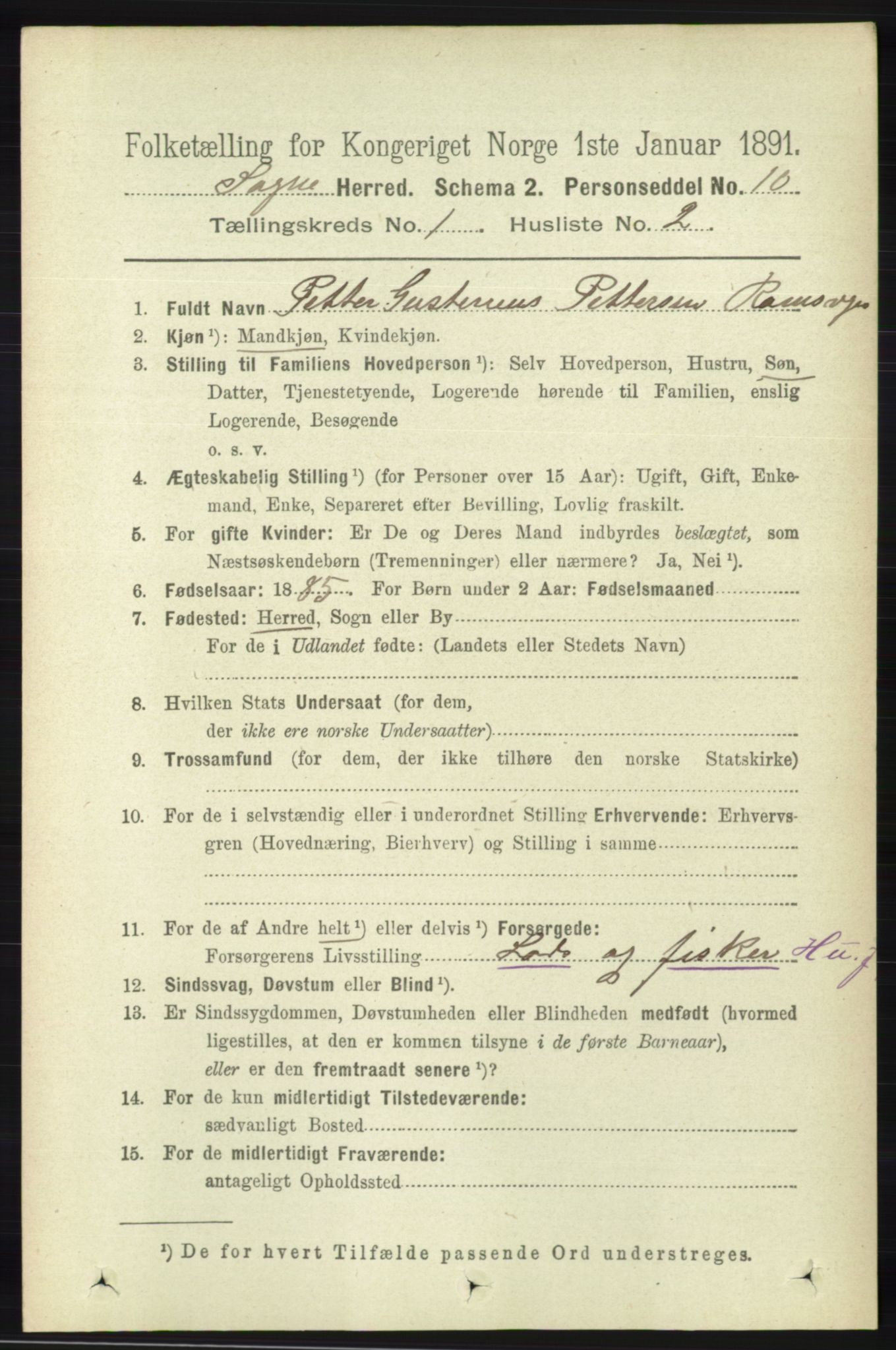 RA, 1891 census for 1018 Søgne, 1891, p. 78