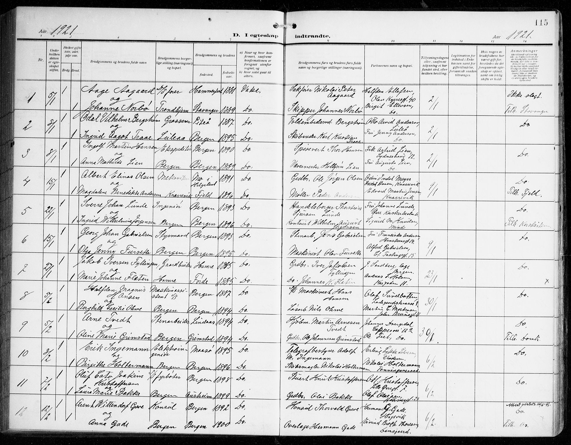 Johanneskirken sokneprestembete, SAB/A-76001/H/Haa/L0013: Parish register (official) no. D 2, 1912-1929, p. 115