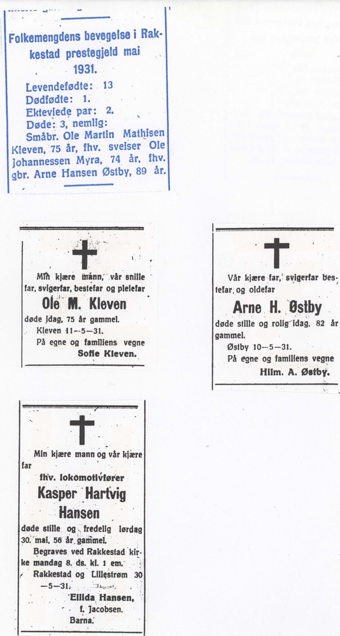 , Dødsannonser lokalaviser Rakkestad 1931-1935, 1931-1935, p. 8