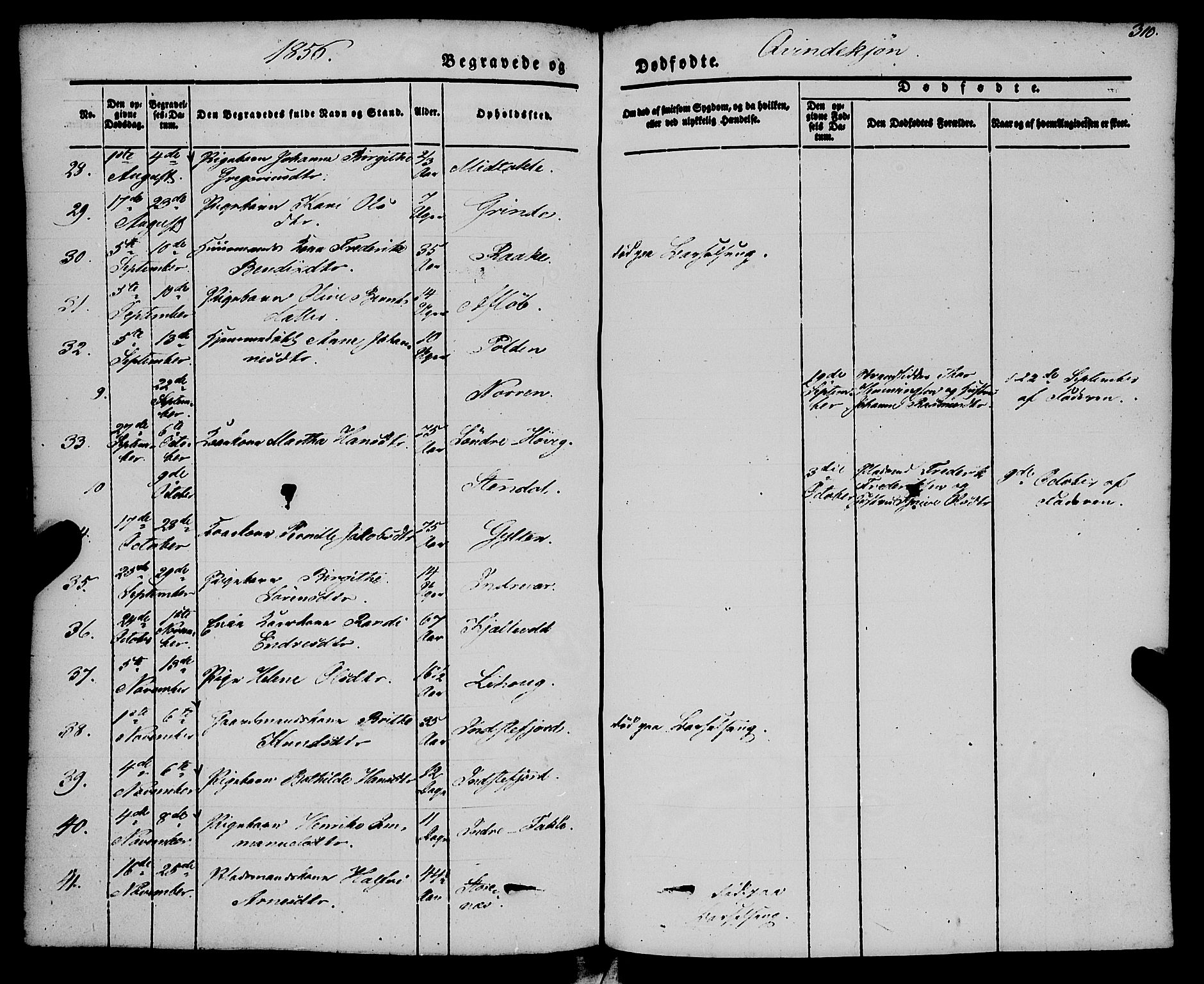 Gulen sokneprestembete, AV/SAB-A-80201/H/Haa/Haaa/L0021: Parish register (official) no. A 21, 1848-1858, p. 310